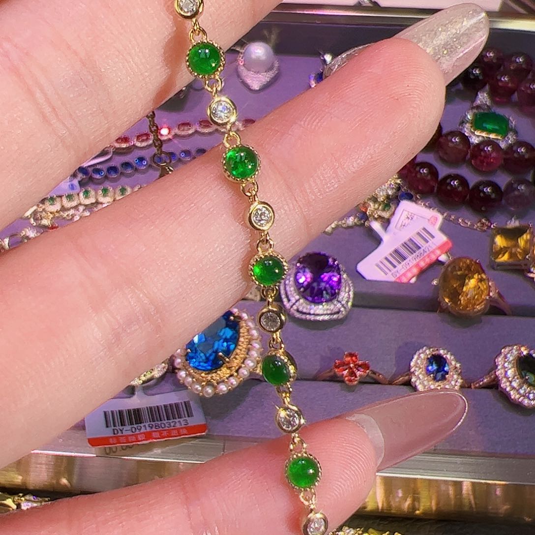 祖母绿手链银S925镶嵌