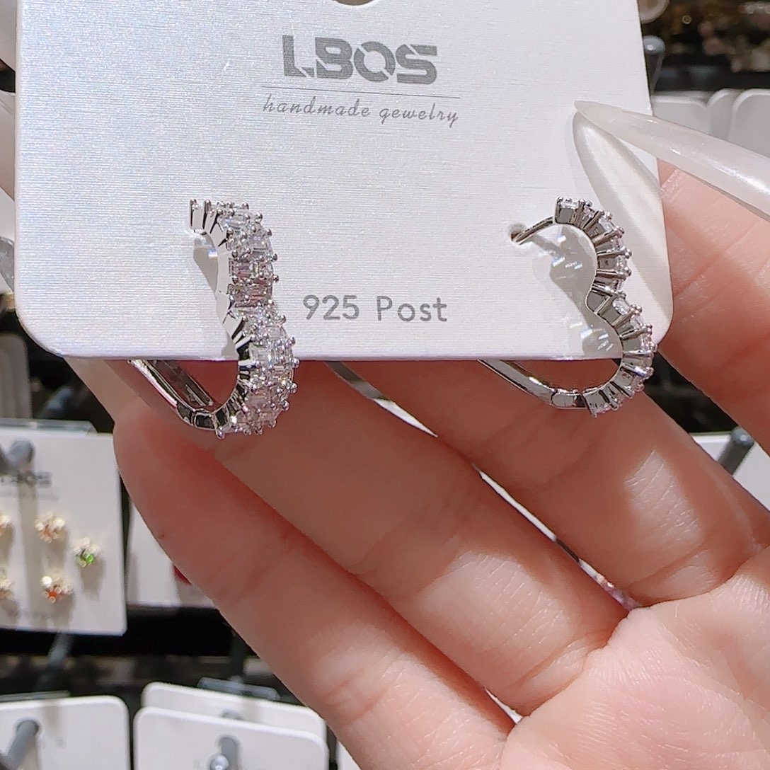 铜合金锆石925银耳环