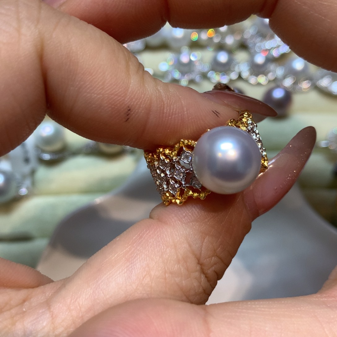 海水珍珠戒指银S925镶嵌