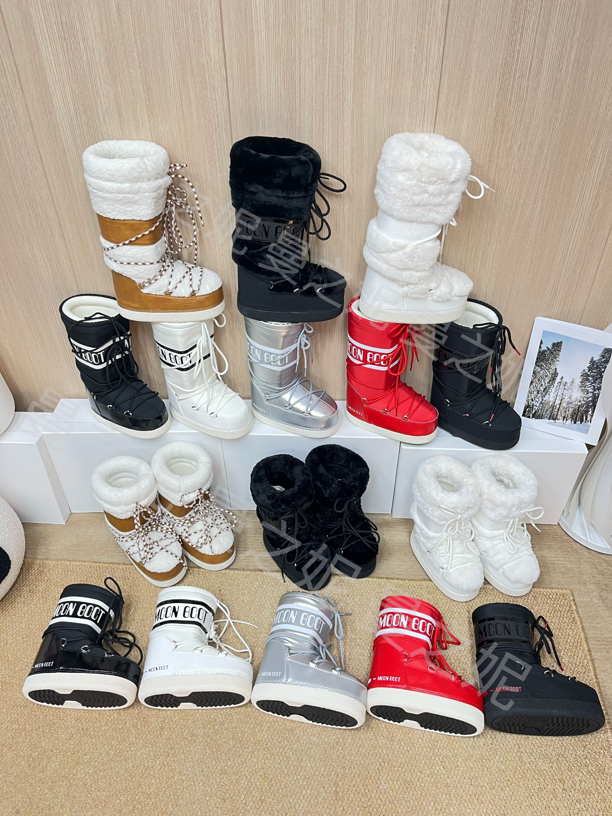 防水版月亮雪地靴女2025冬 升级版增高7cm高筒系带防滑保暖滑雪靴