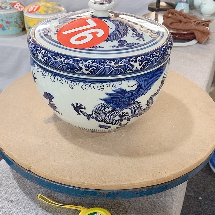 瓷片青花龙陶瓷储物罐