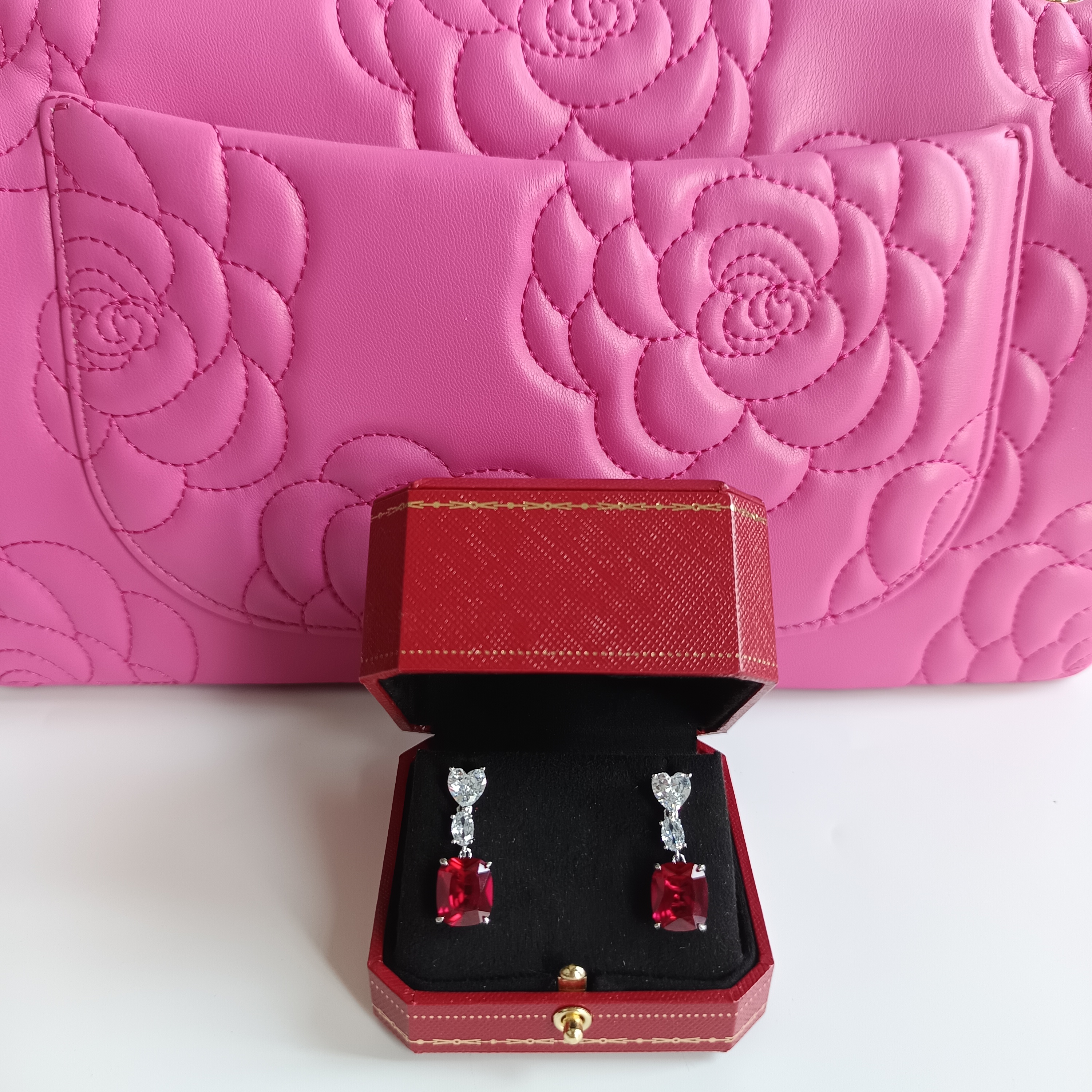 2799耳钉-红色时尚优雅设计首饰送礼盒