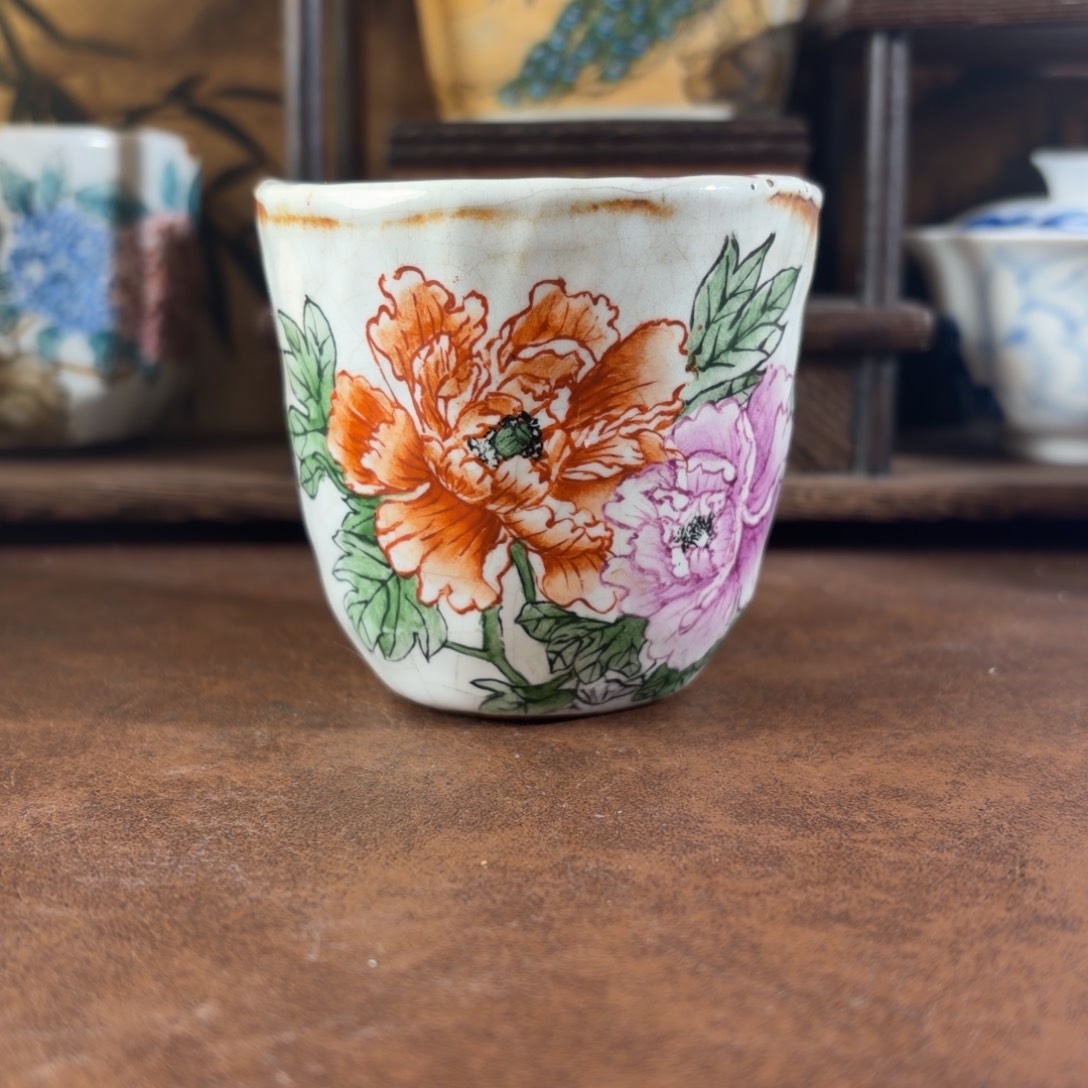 瓷韵轩手绘福利杯杯瑕疵牡丹