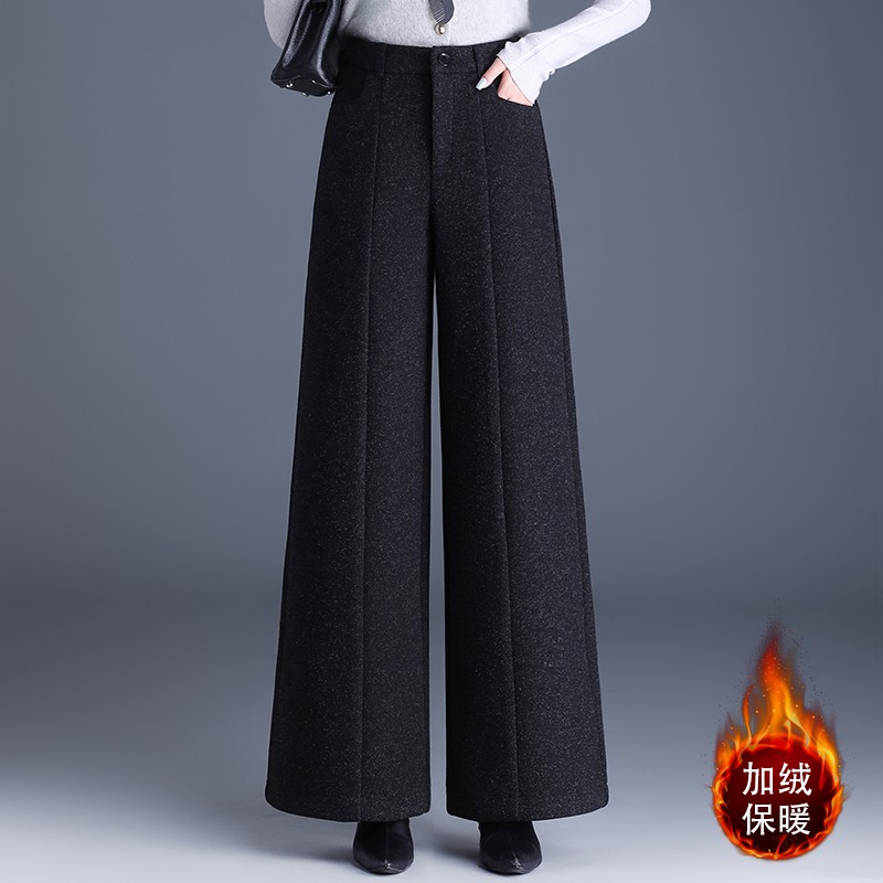 【运费补贴】加绒加厚毛呢阔腿裤2025冬新款女高腰显瘦宽松休闲百搭