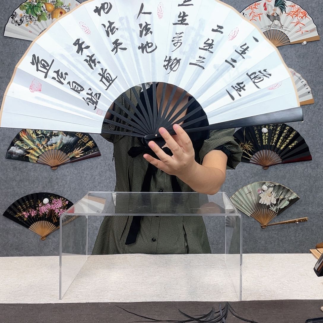 国画10寸-仿乌木福利折扇（默认粘好）