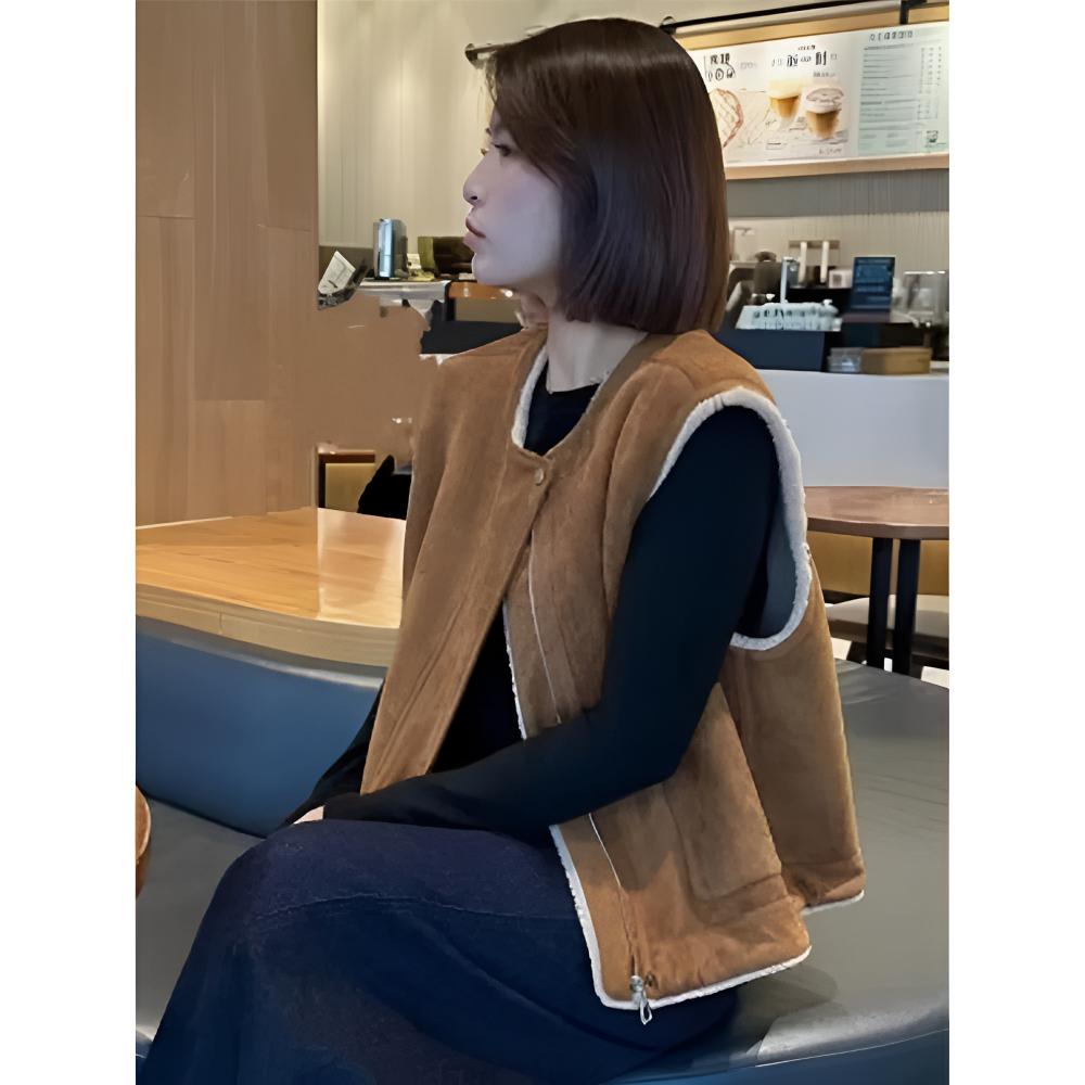 两面穿马甲女秋冬新款2025爆款皮毛一体坎肩时尚外穿背心潮