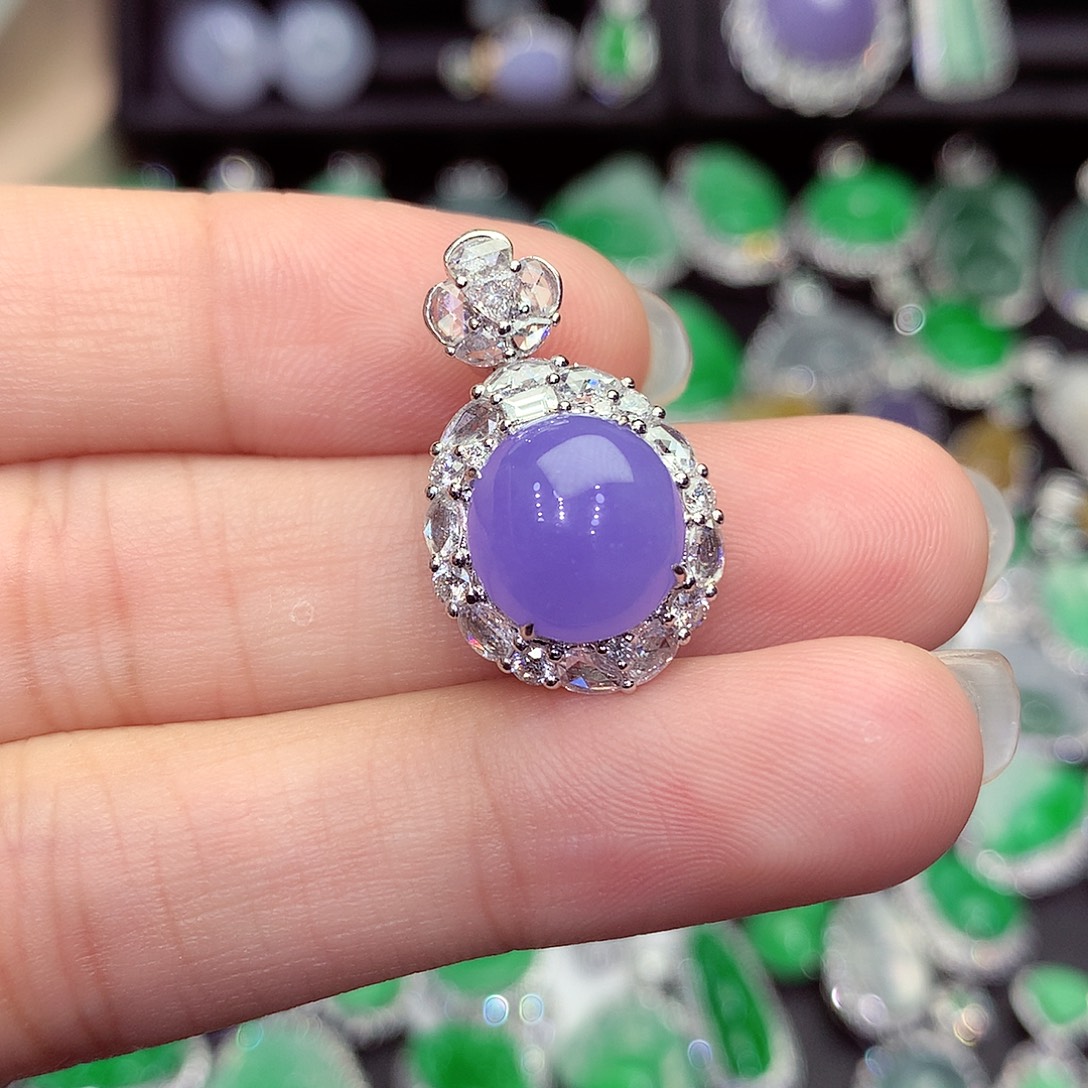 翡翠18K金镶嵌吊坠(不含链)