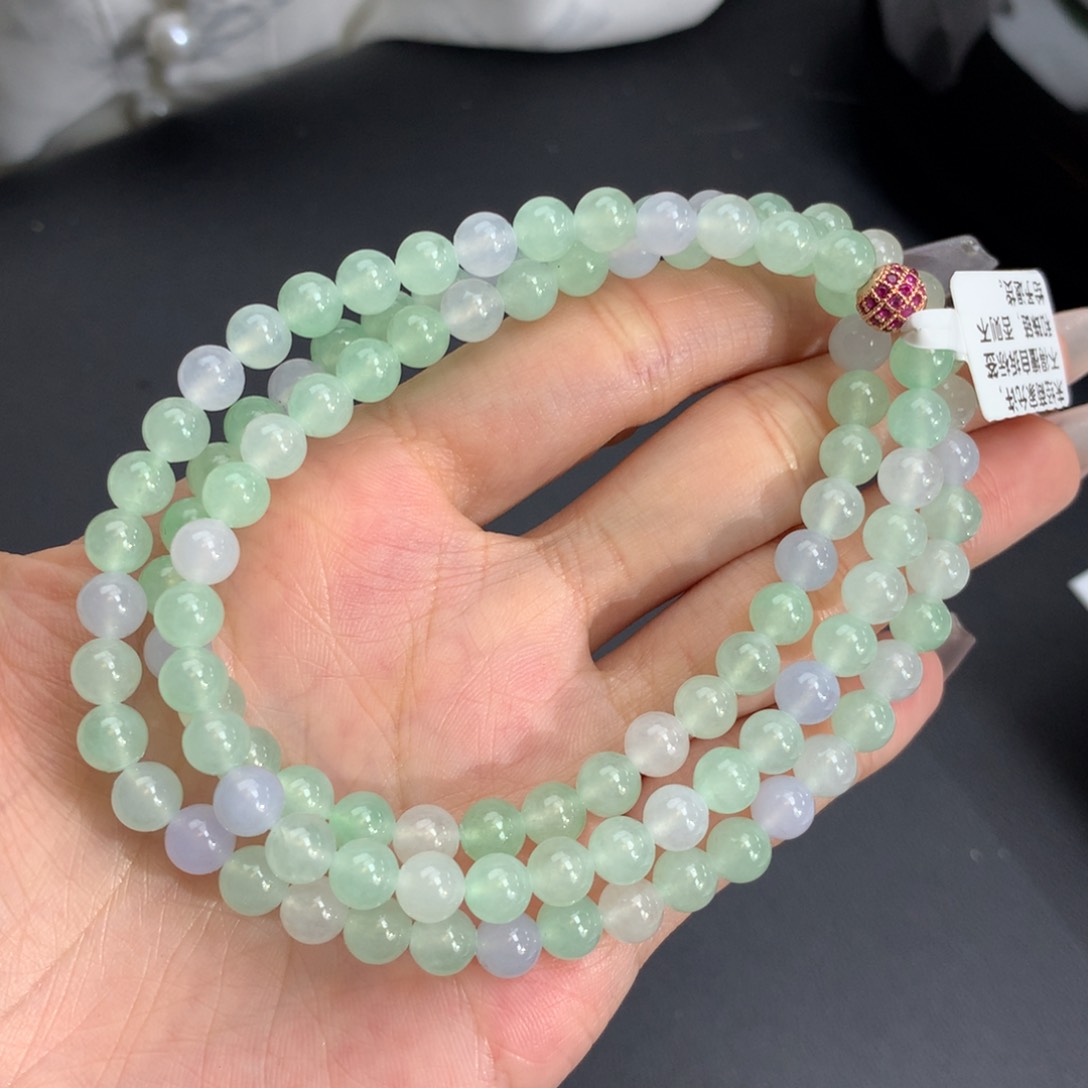 翡翠手链未镶嵌卡6冰胶马卡龙项链