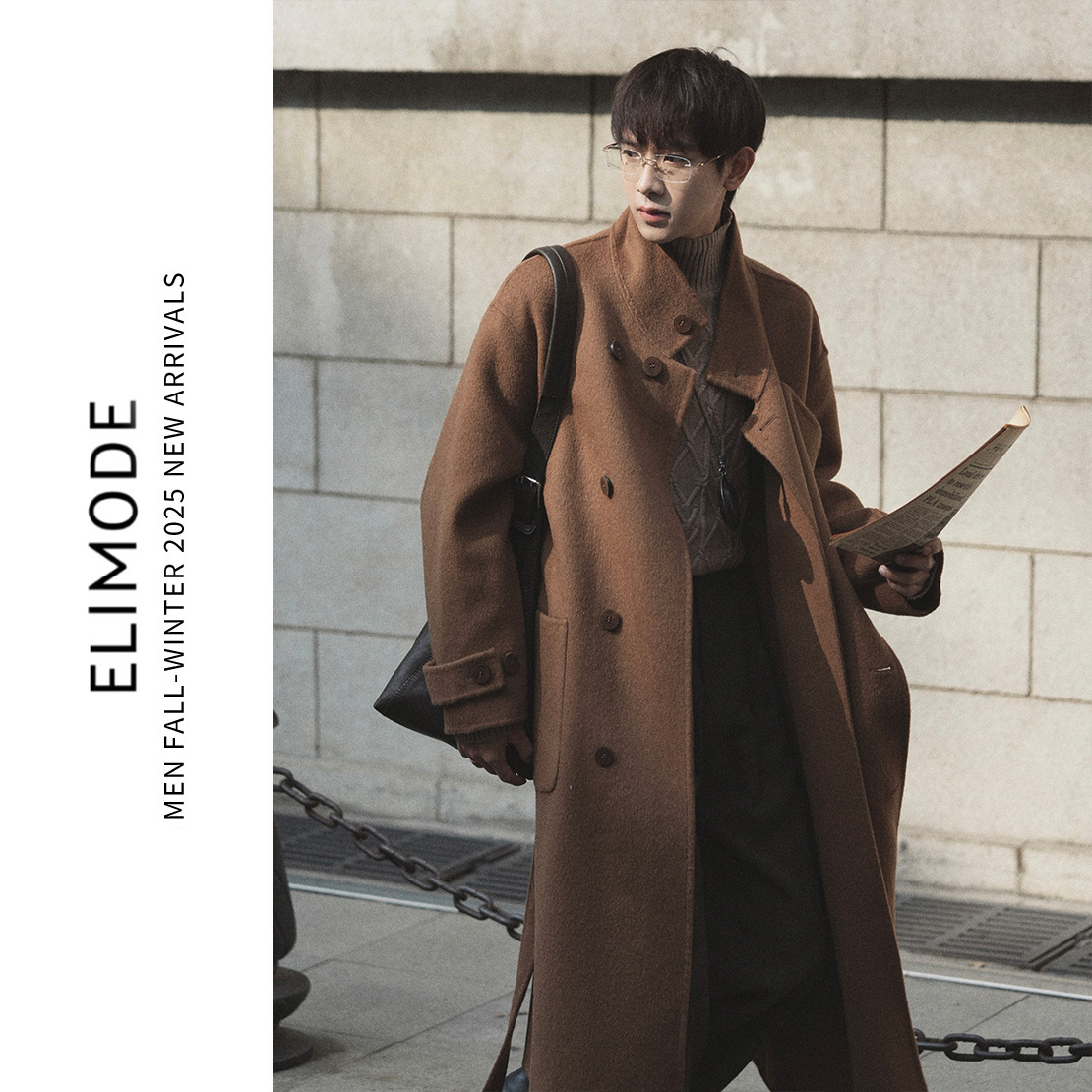 ELI【安第斯山】立领轻奢山羊绒混纺秋冬电影感双面呢大衣外套