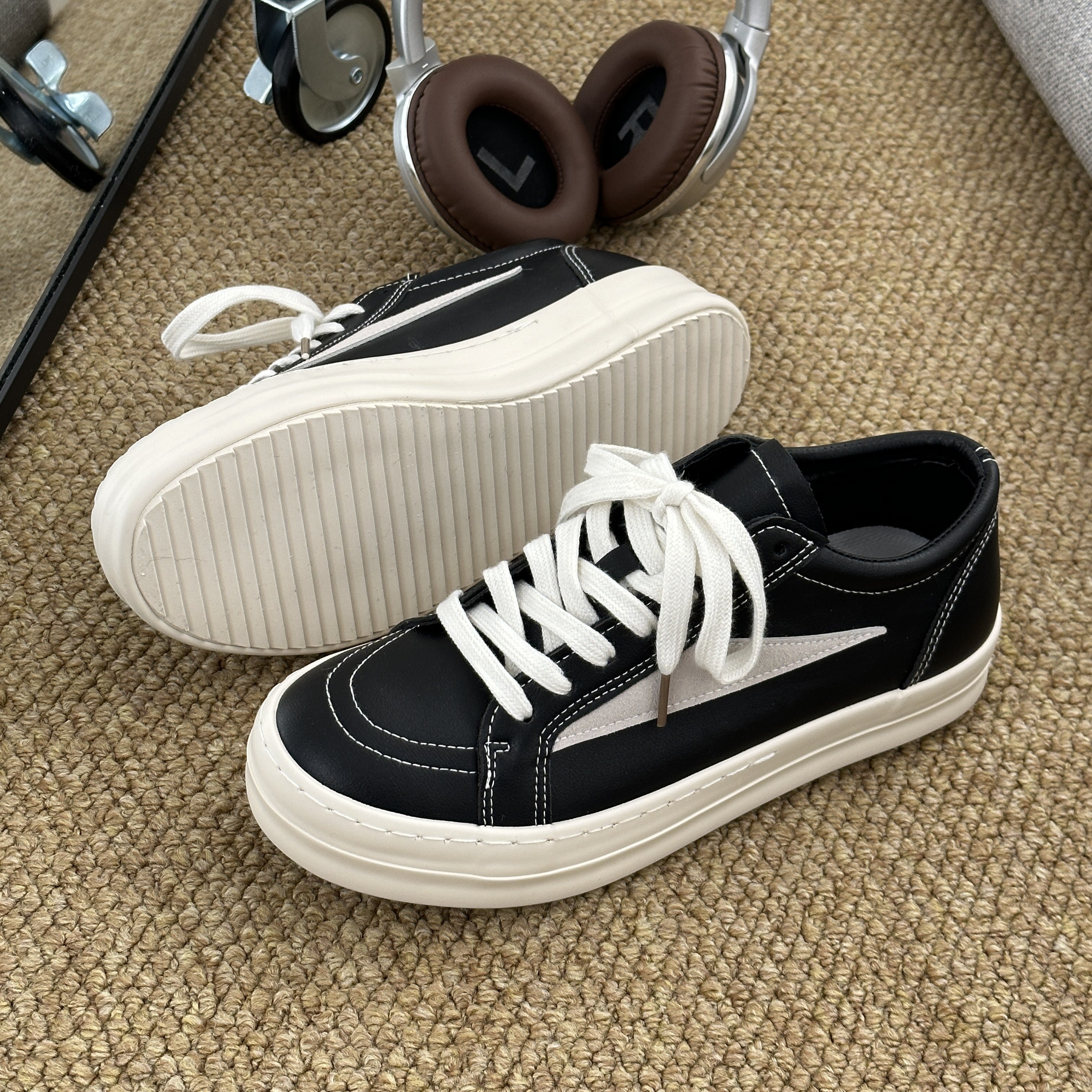 2025新款RO内增高男鞋秋冬厚底皮面男款鞋子小众经典百搭开车鞋子