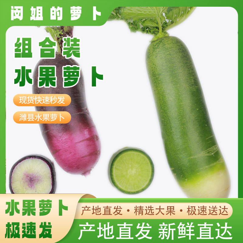 两种组合装正宗潍坊水果萝卜脆甜青萝卜生吃当季新鲜自种现挖