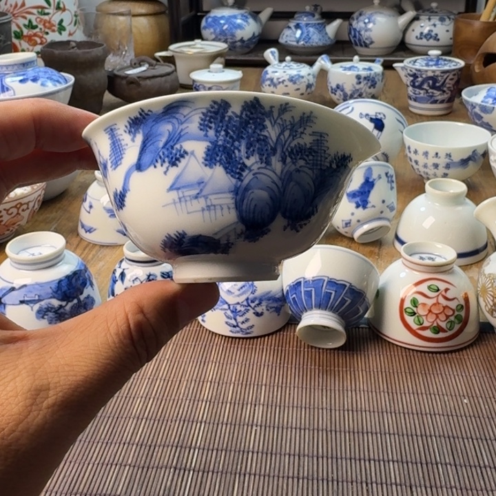 瓷片青花瓷器杯子茶具