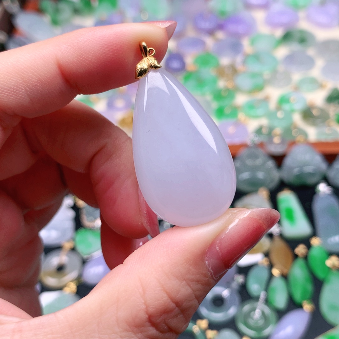 翡翠18K金镶嵌吊坠(不含链)