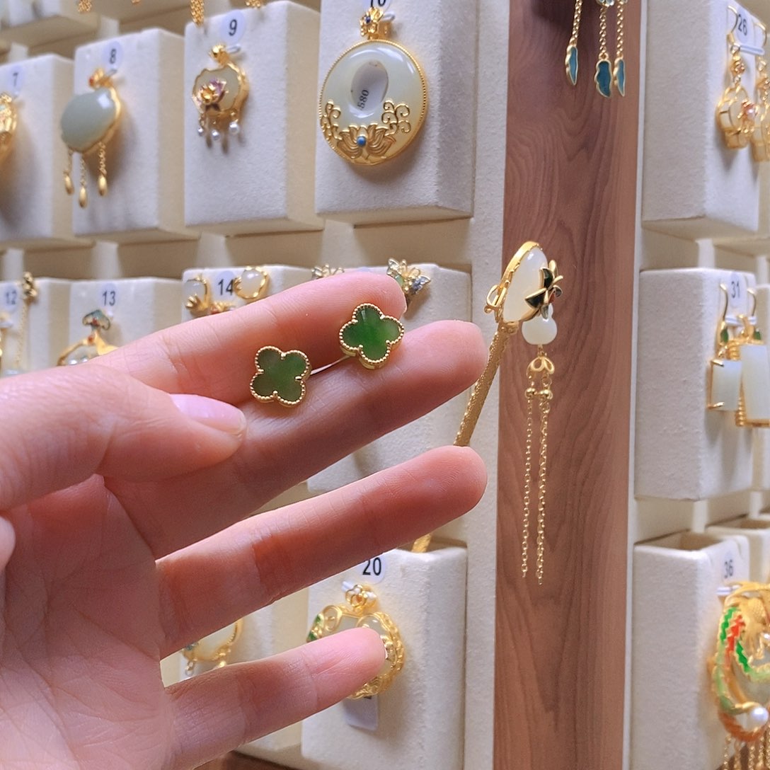 和田玉颈饰银S925镶嵌