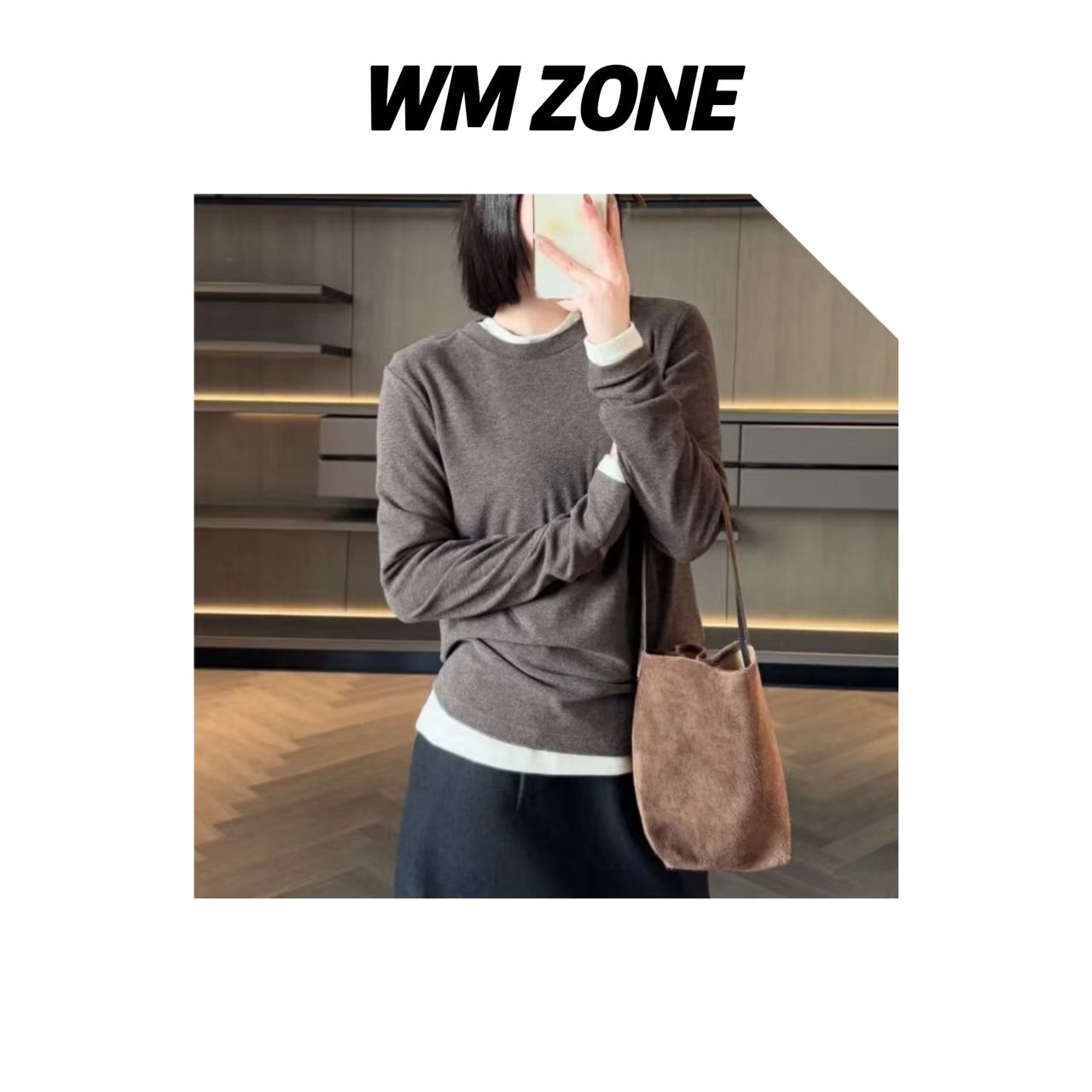 WM  新-3110  肌肤般感刺绣软糯长袖