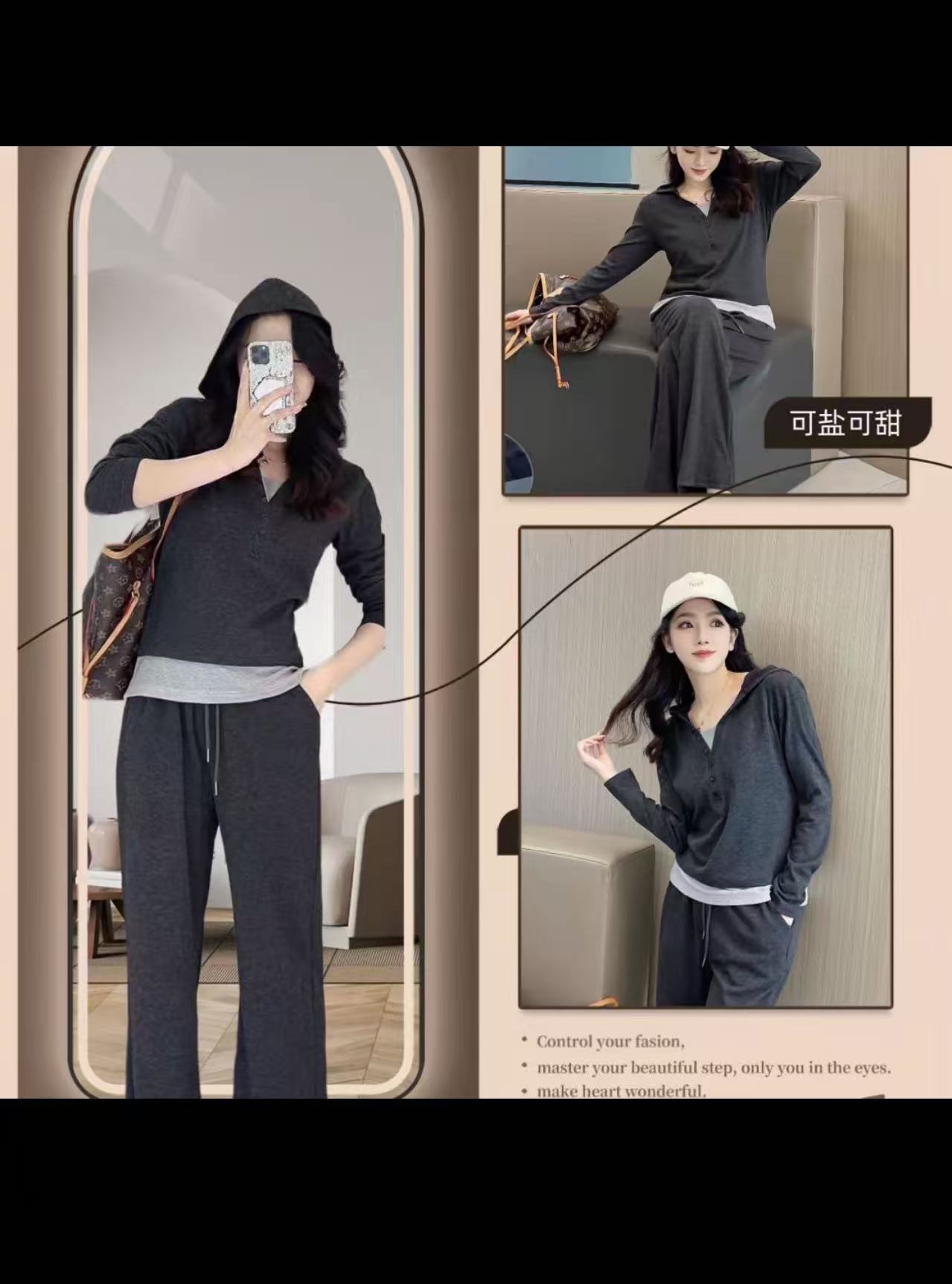 慵懒纯欲风女装春夏假两件设计感上衣搭配垂感阔腿裤显瘦套装