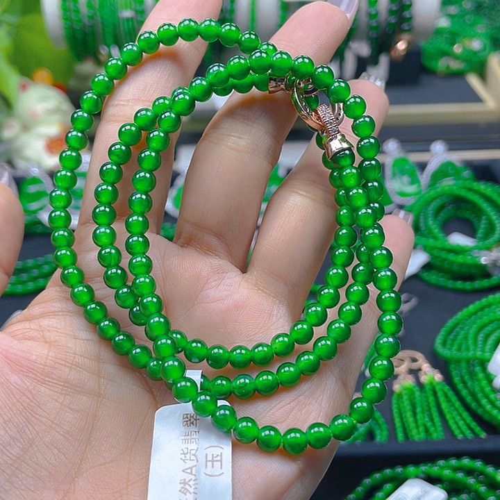 翡翠颈饰未镶嵌圆珠项链5