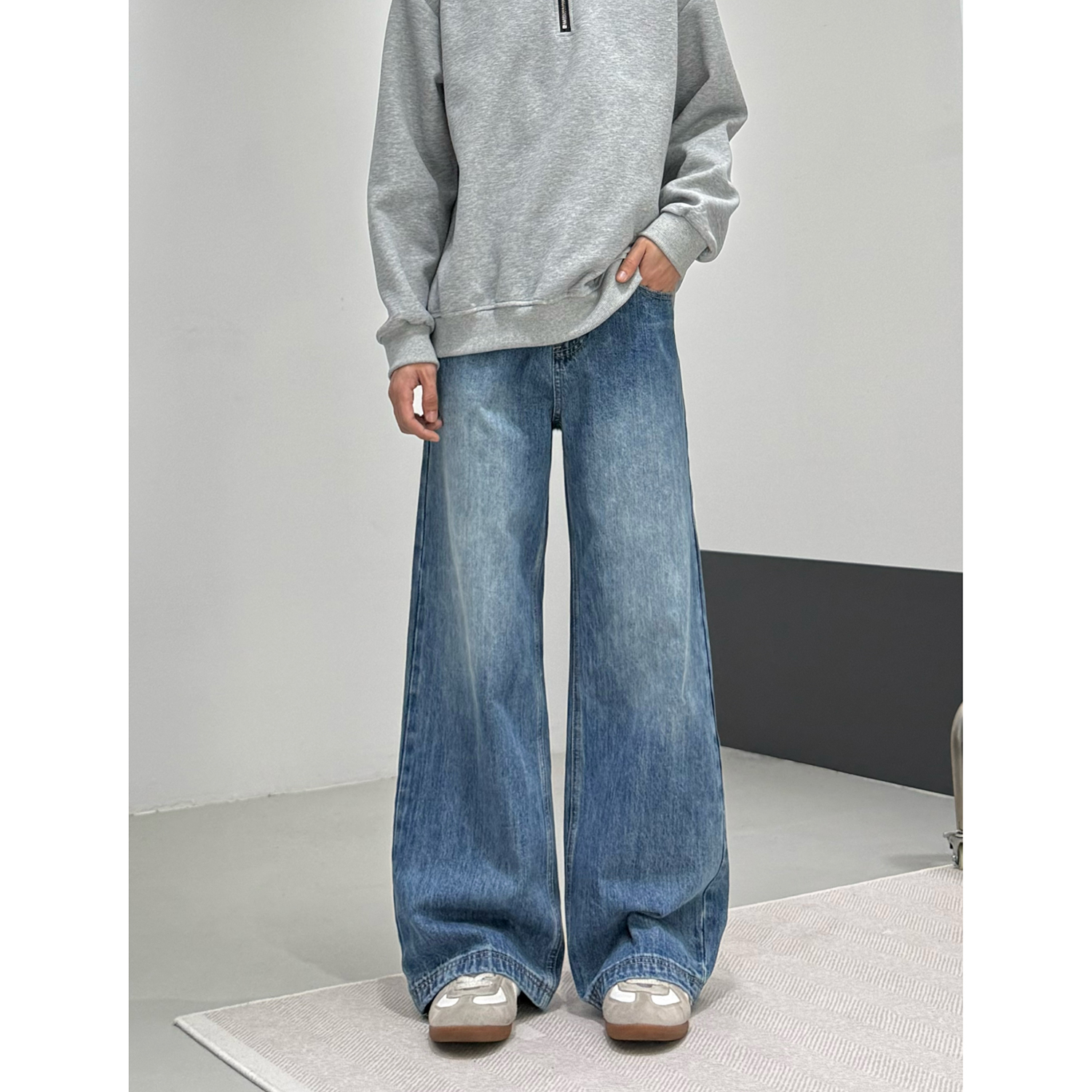 必入【深海蓝直筒】不挑身材显高显瘦重磅竹节百搭牛仔裤