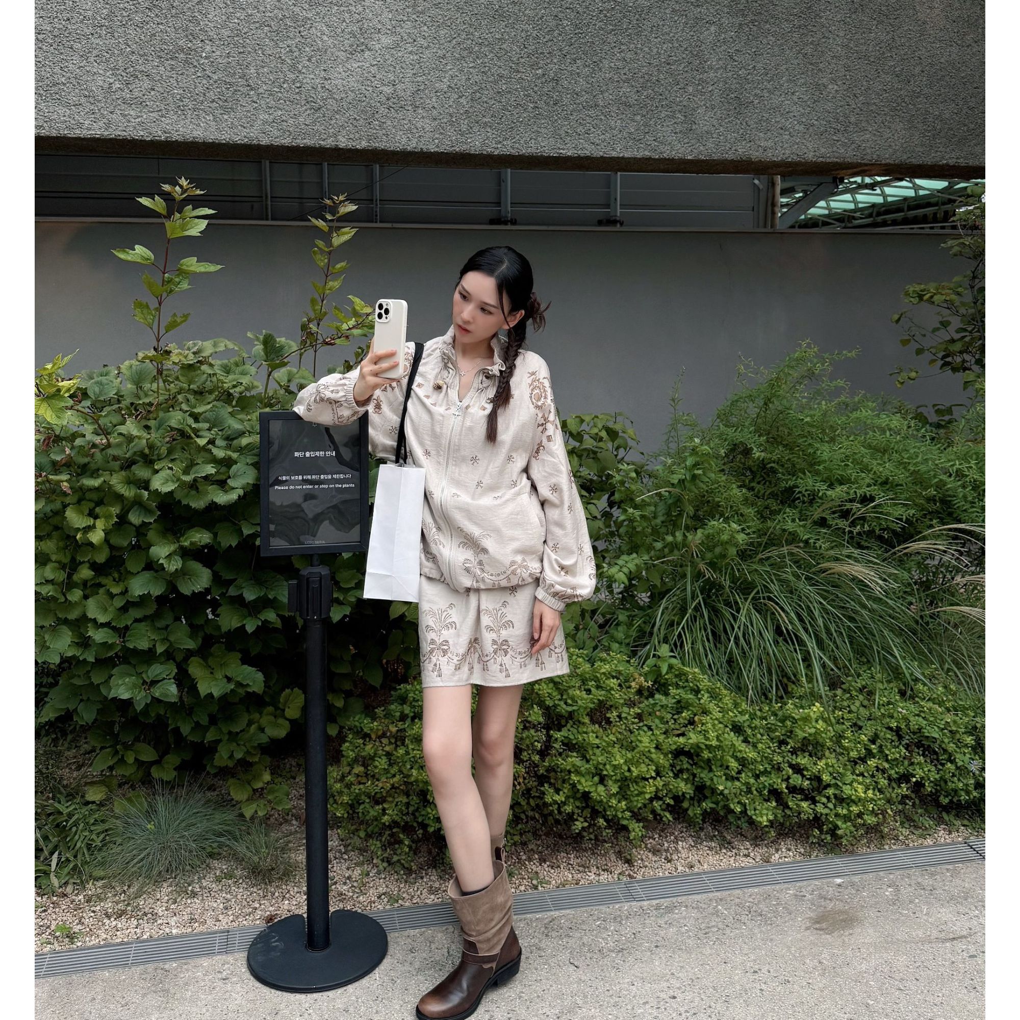 Vena Label图腾印花外套女25FW秋季复古巴恩风宽松休闲夹克上服