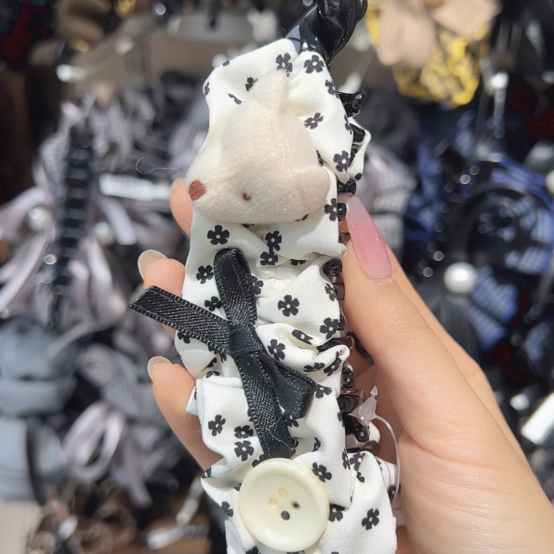 非金属白色小花小熊香蕉夹