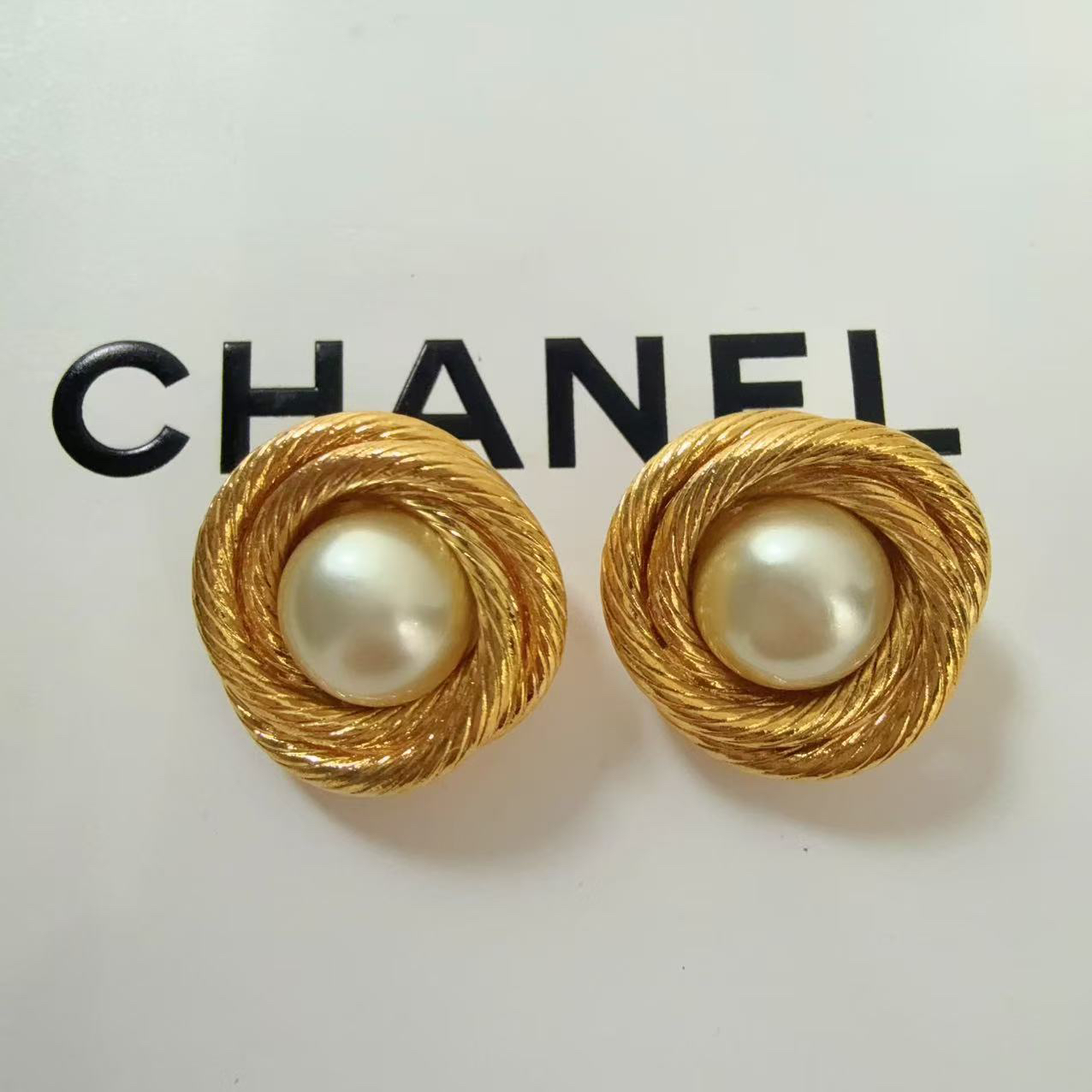 95新 Chanel/香奈儿 Chanel vintage香奈儿中古鸟窝珍珠耳夹