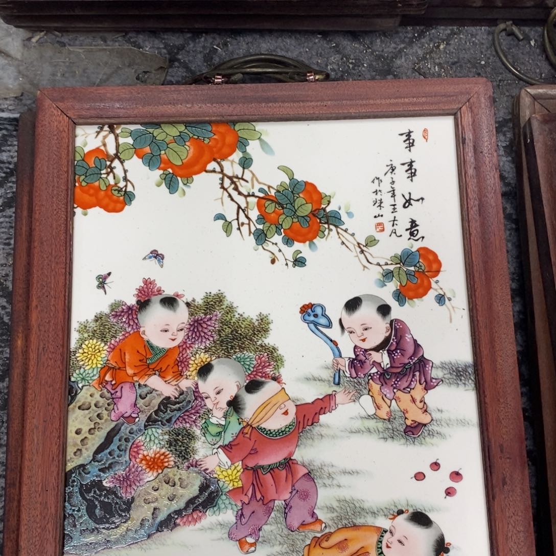 瓷片37*28厘米景德镇瓷板画柴窑烧制