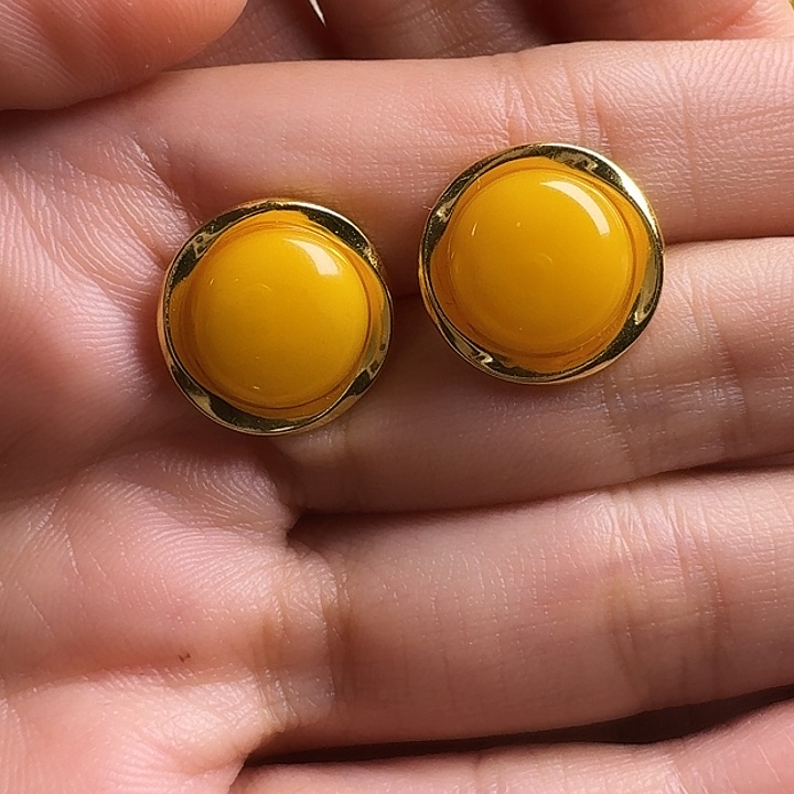 蜜蜡银S925镶嵌耳饰耳钉