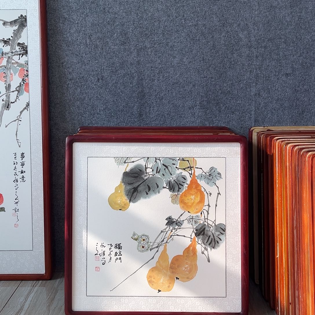 国画书画作品带框63×63