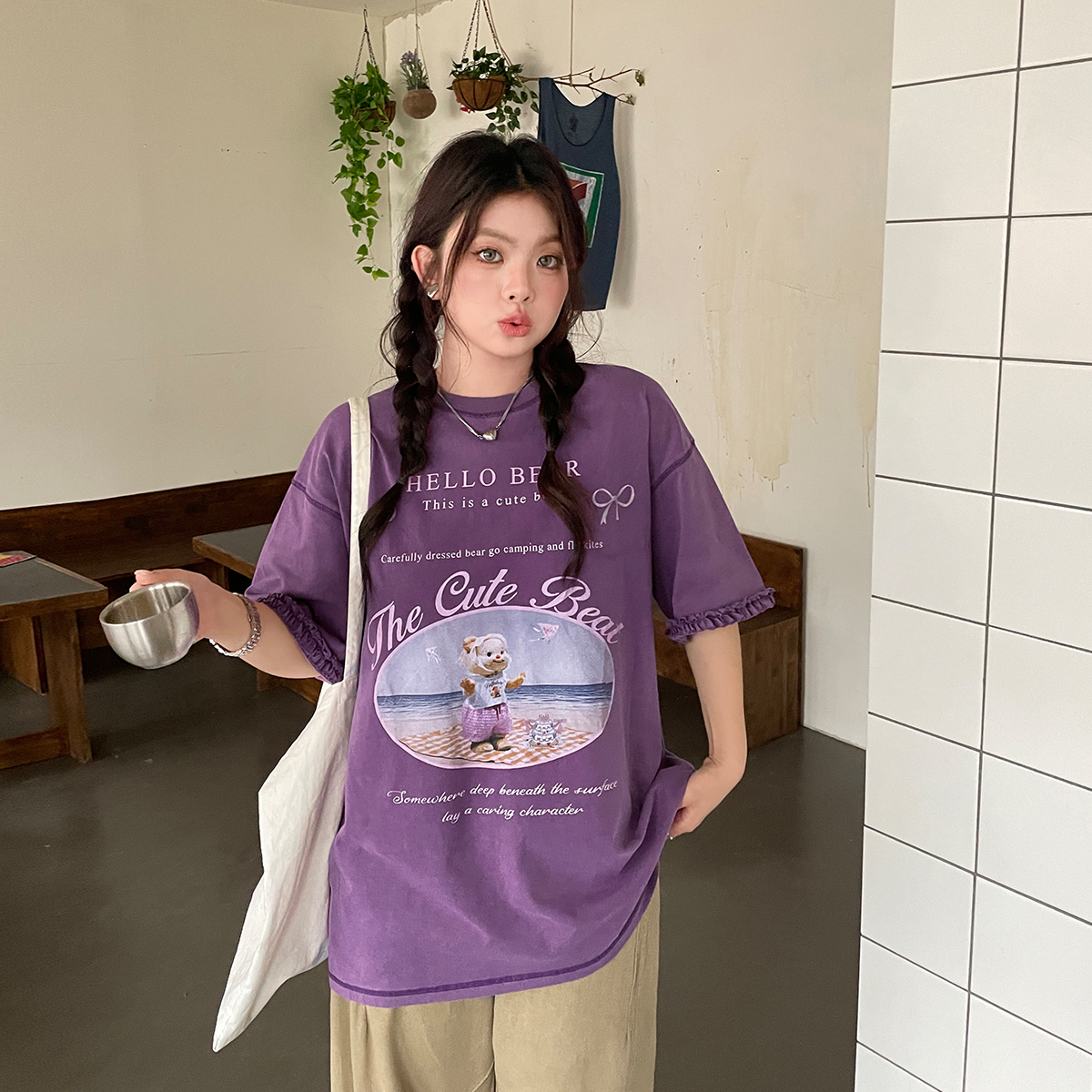 夏装女装2025新款短袖t恤女宽松韩版慵懒风大码胖mm独特别致上衣