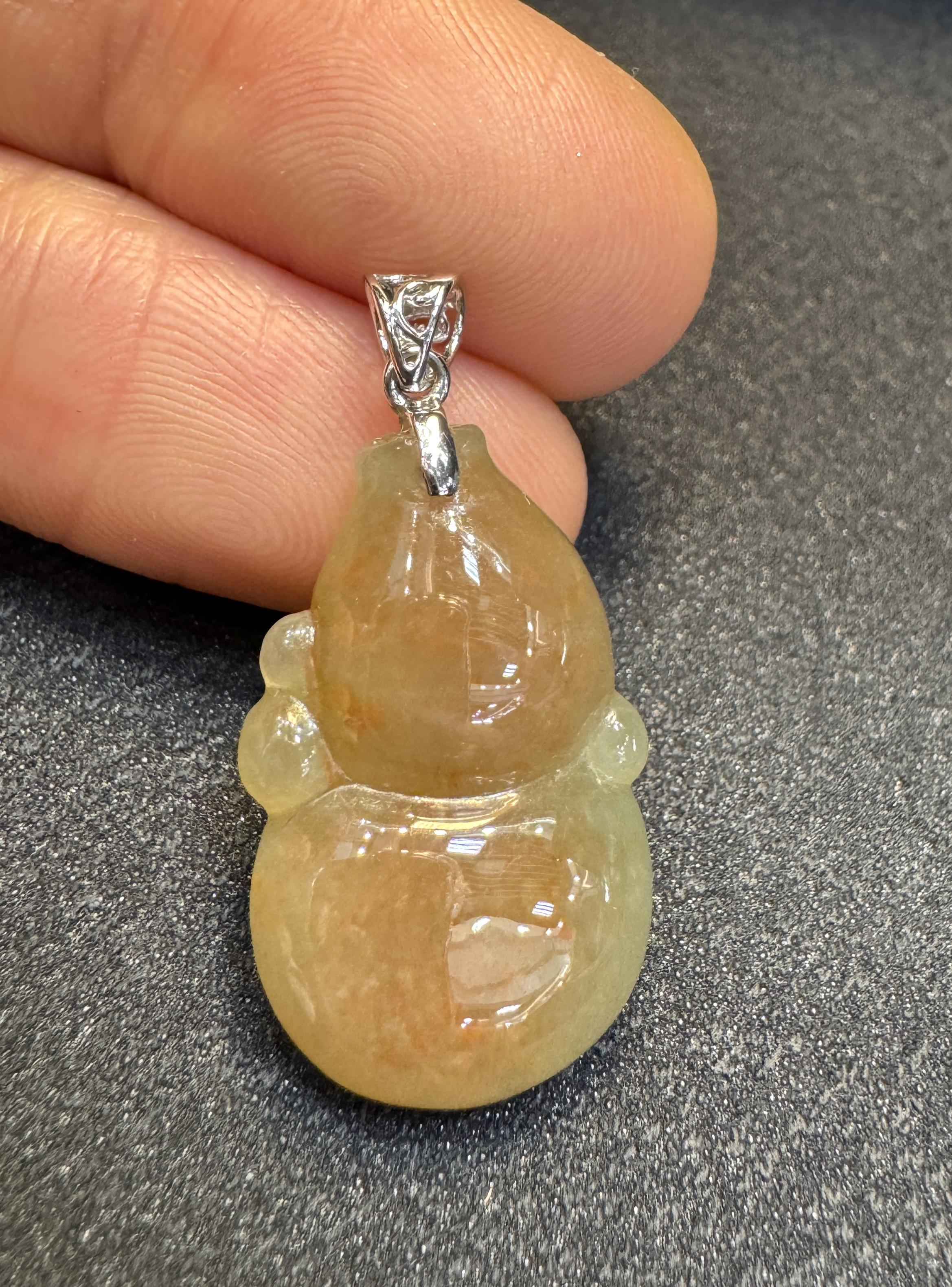 缅甸翡翠A货黄翡葫芦吊坠