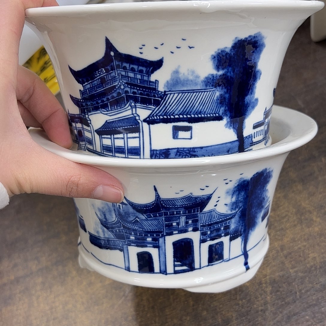 紫砂花盆103号瑕疵2个19.5/10cm缩釉介意勿拍