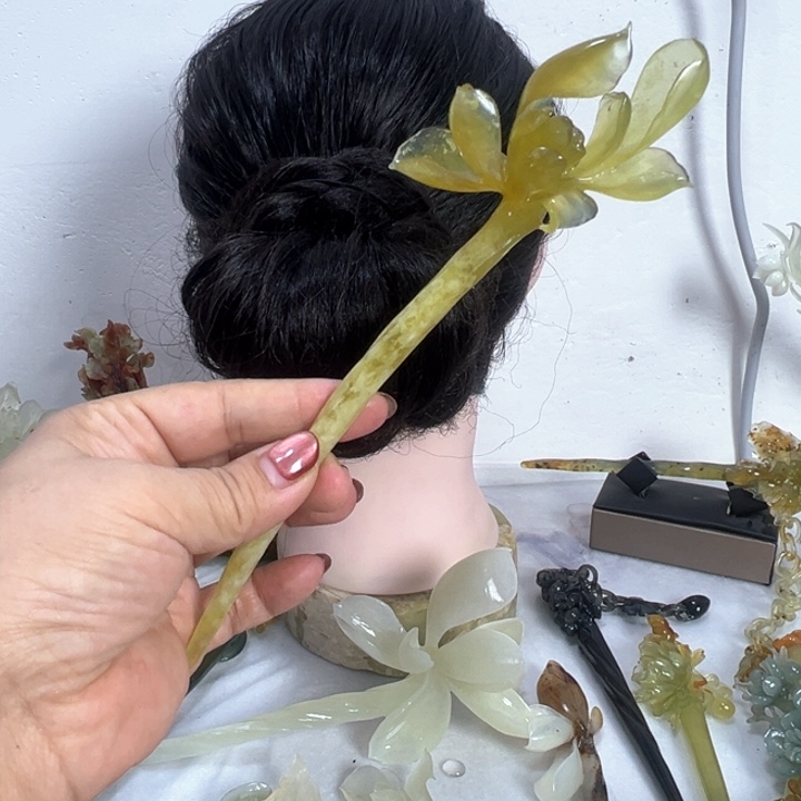 定制蛇纹石玉6***6毛货发饰