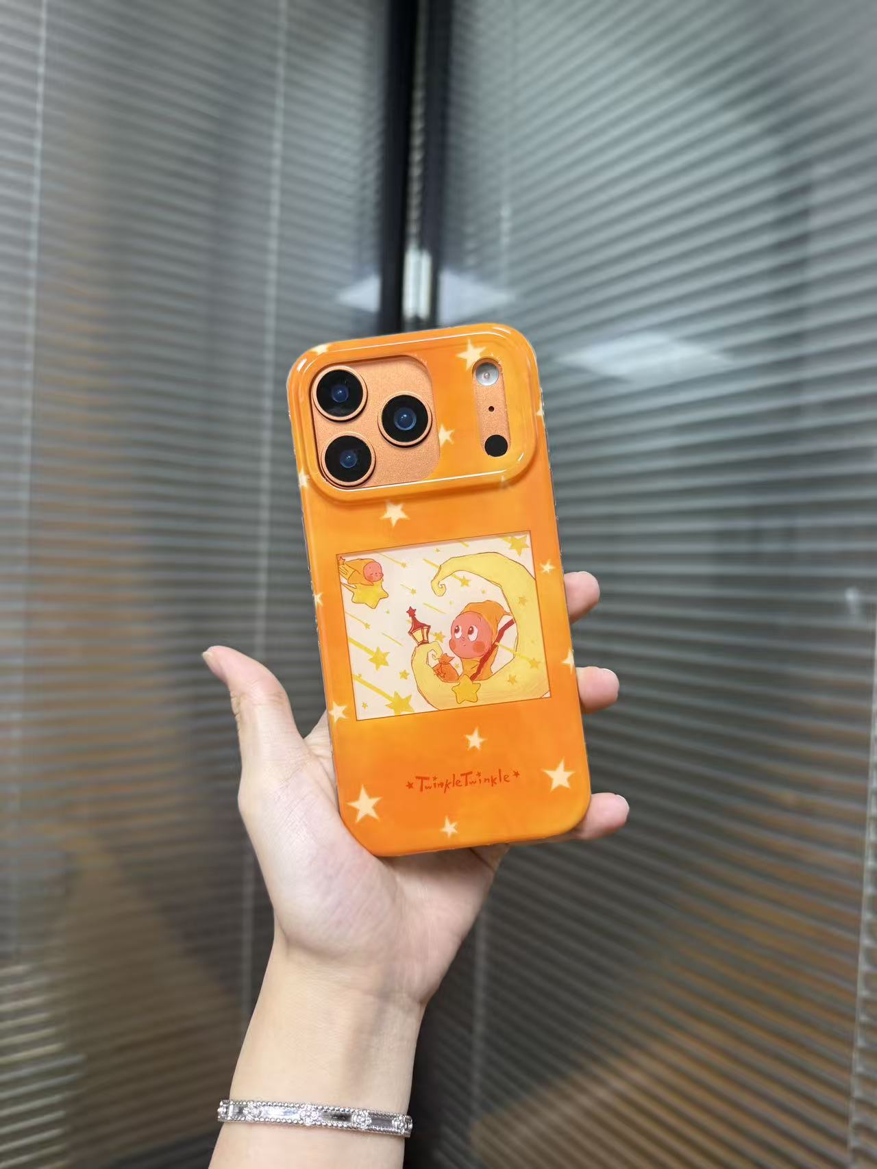 月亮星星人imd双层爱心圆边适用于苹果手机壳13-17pm