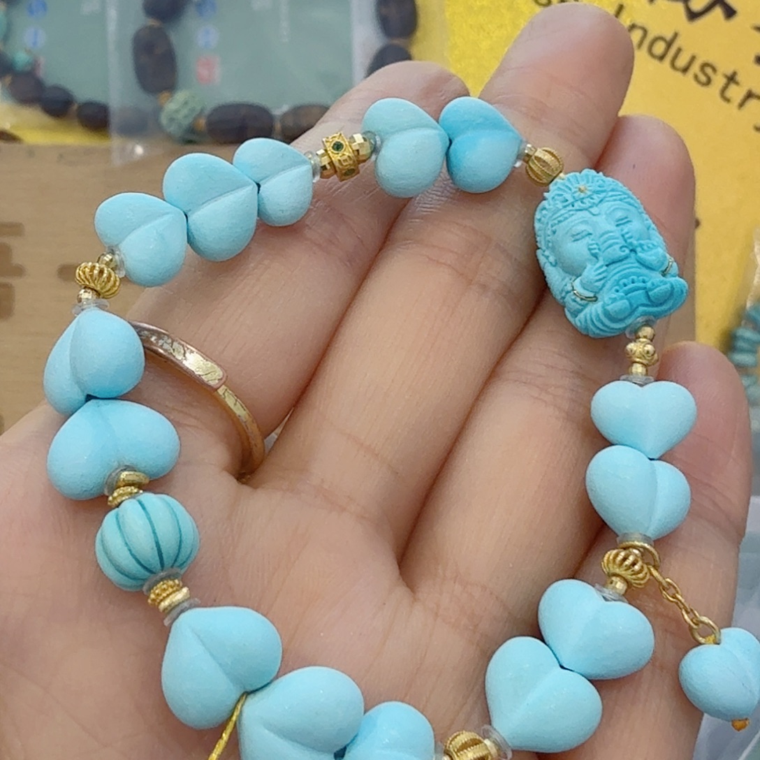 绿松石18K金镶嵌珠宝奇石