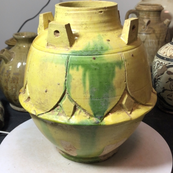 瓶莫*斋四系罐 黄釉 器型大气