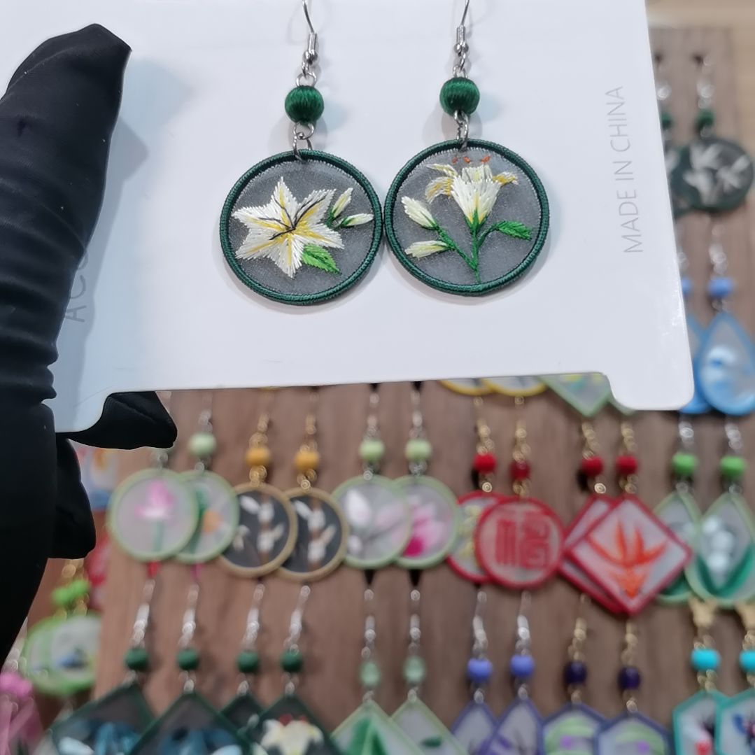 织绣苏绣耳环耳钉耳饰