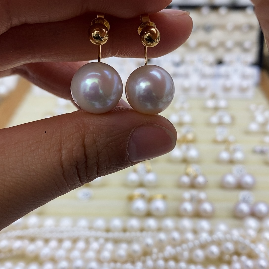 淡水珍珠耳饰18K金镶嵌