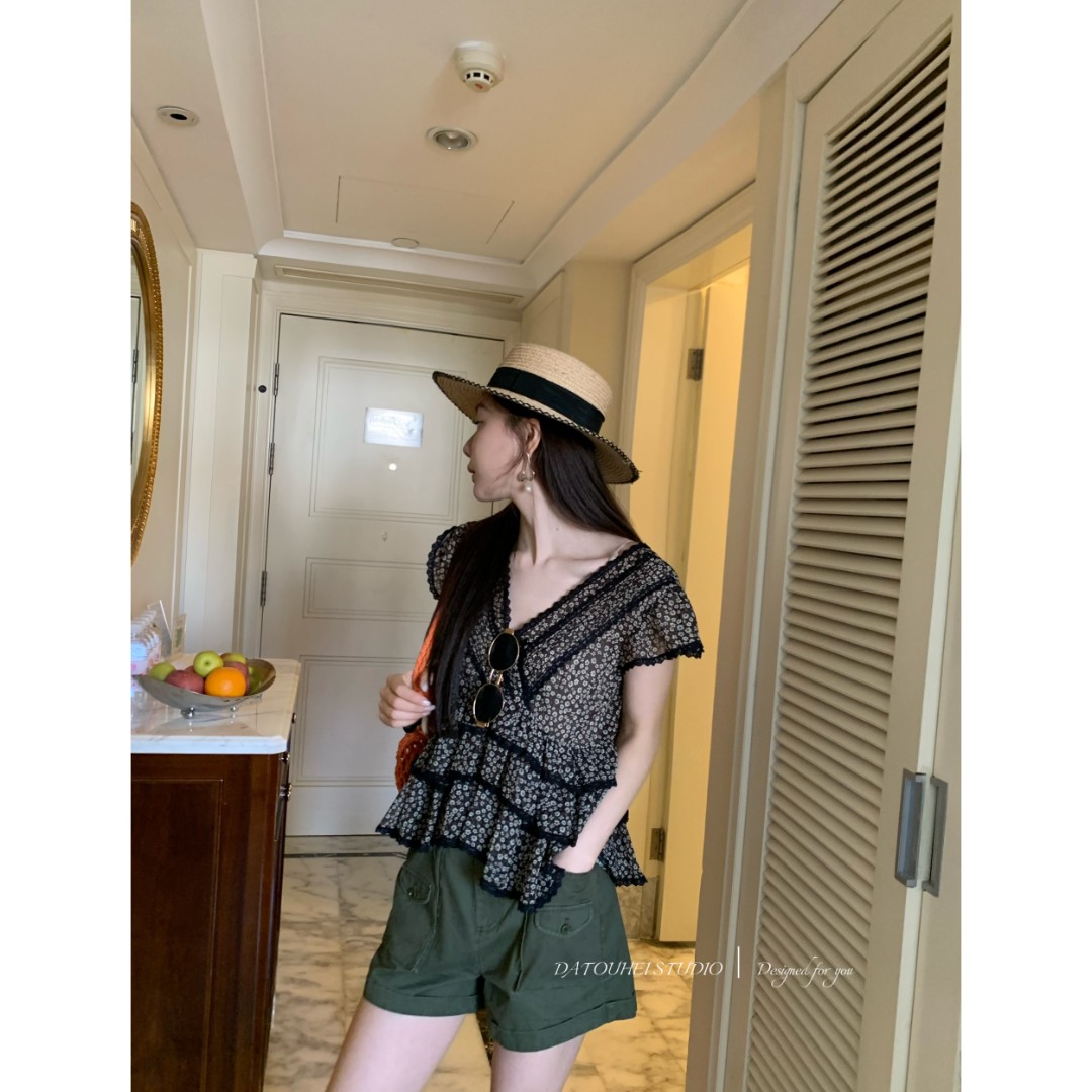 大头黑STUDIO【盼叶落归】2025女夏休闲工装短裤D225N09322