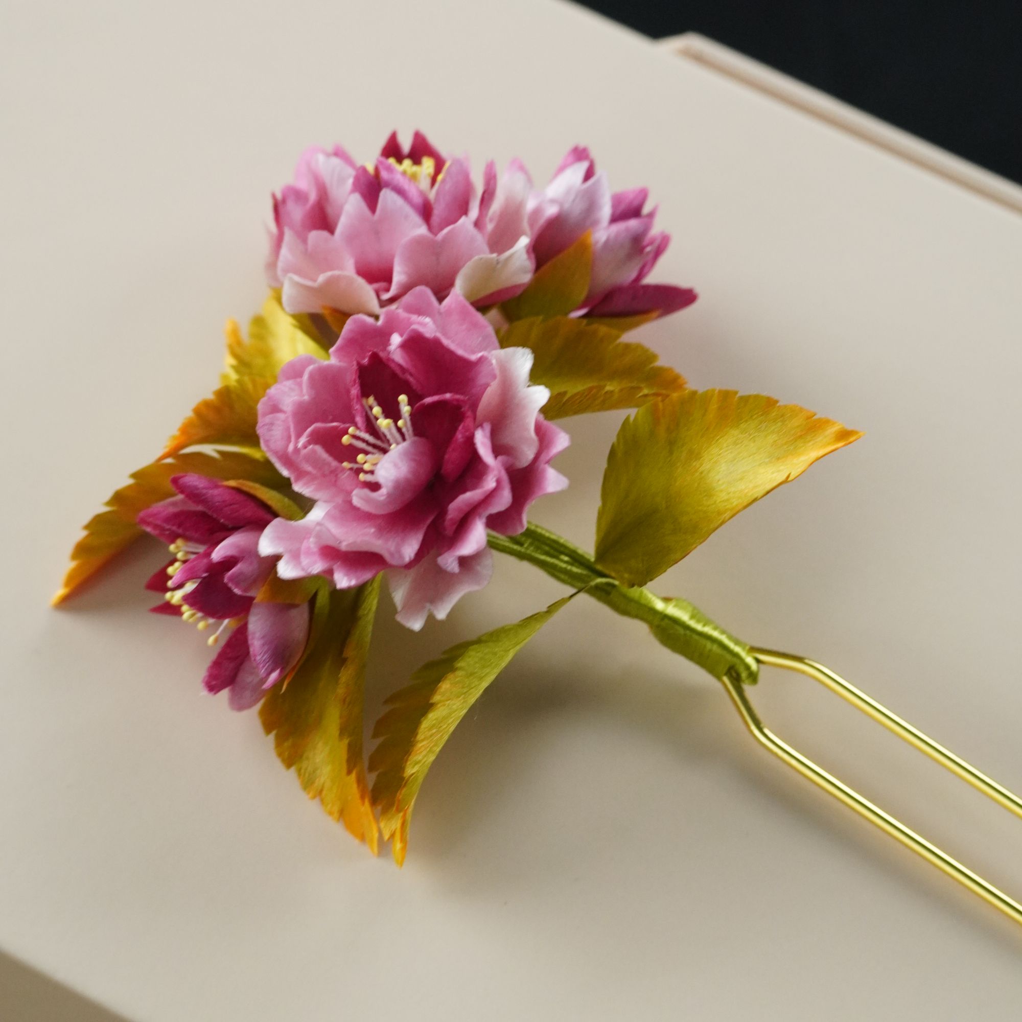 未央花U钗发簪  非遗绒花手工艺品古风简约