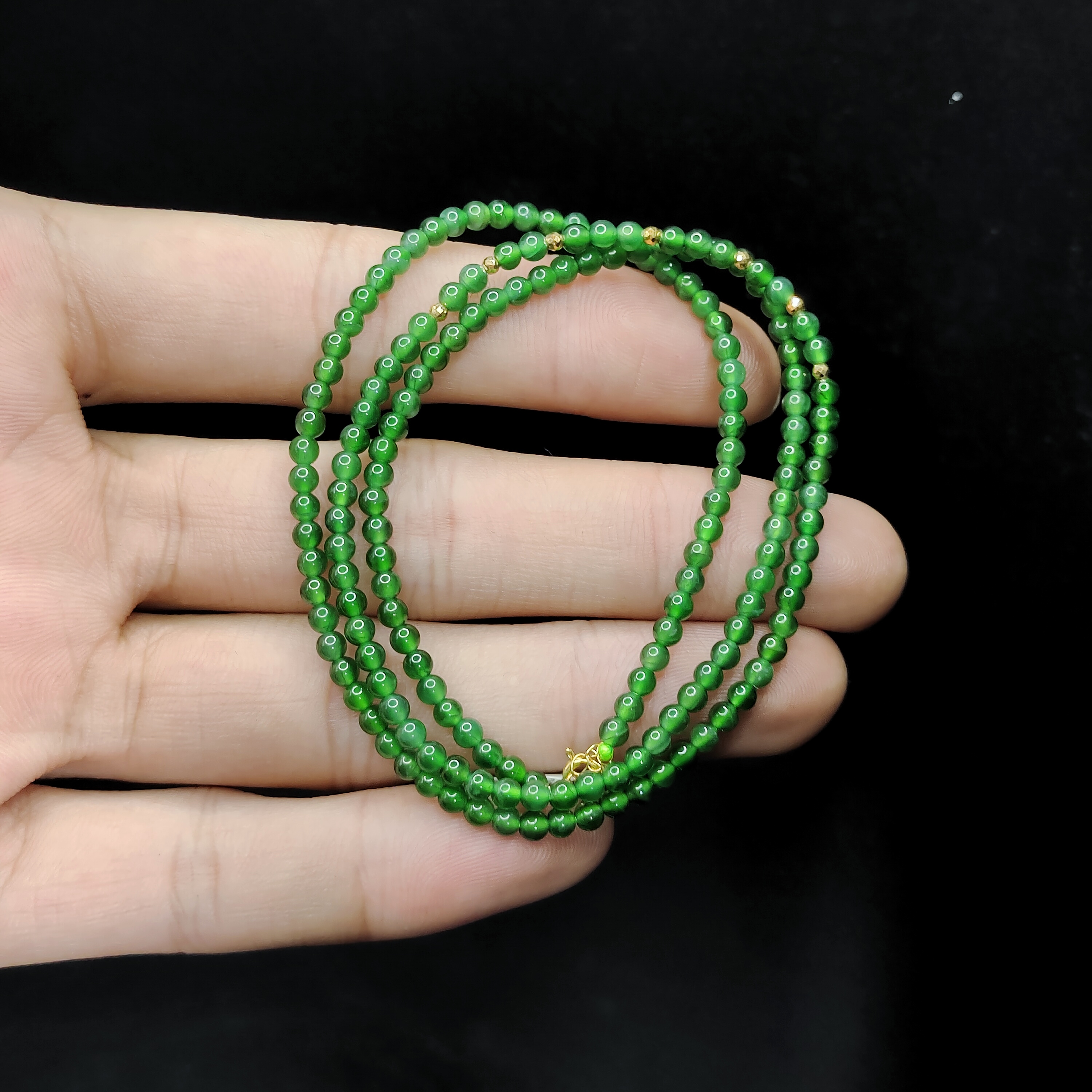 【老三珠宝】18k金翡翠DIY女神链CP10【多样性发其一】约3mm