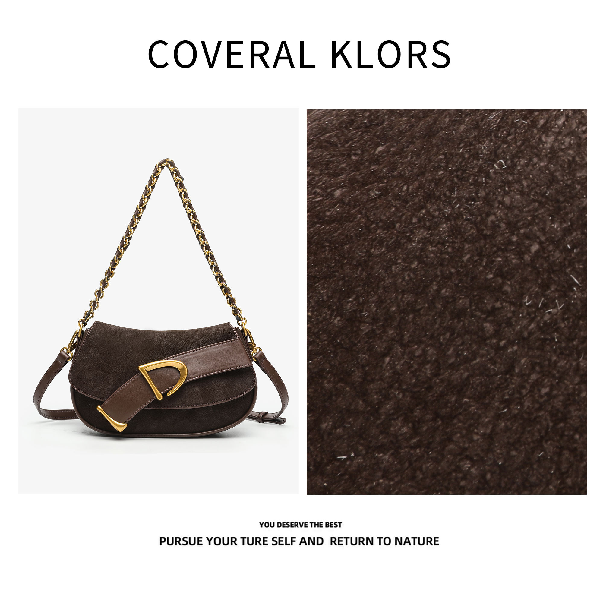   COVERAL KLORS时尚复古百搭链条马鞍包