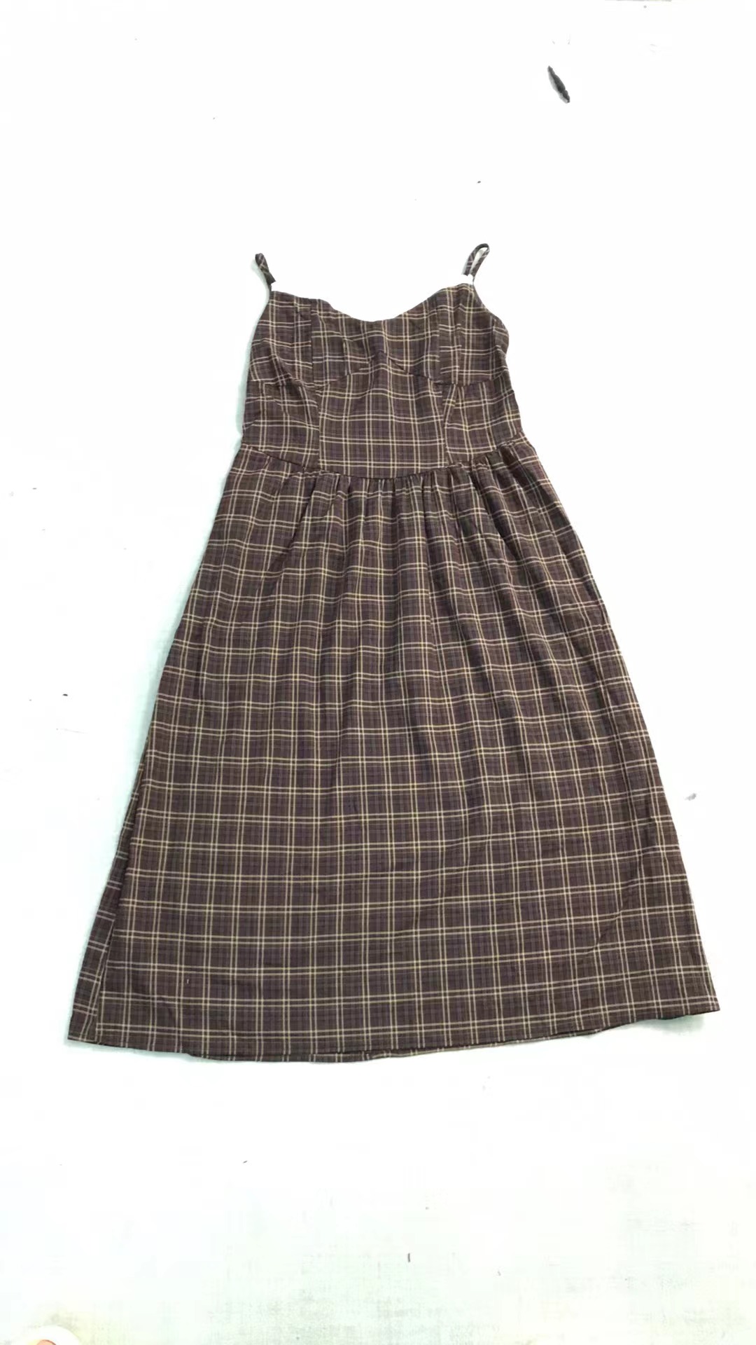 知葵微胖定制【格纹物语】夏季格子收腰显瘦吊带连衣裙12251L1678