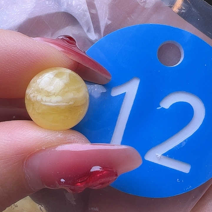 蜜蜡裸石未镶嵌微瑕 10.9mm 虎皮 圆珠