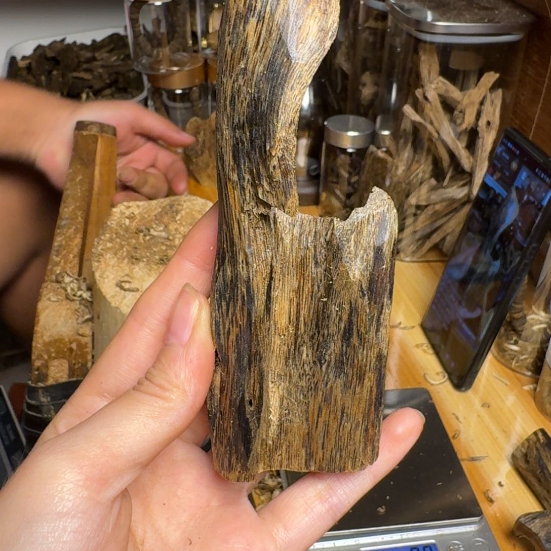 沉香奇楠白奇品种虫漏原料28克