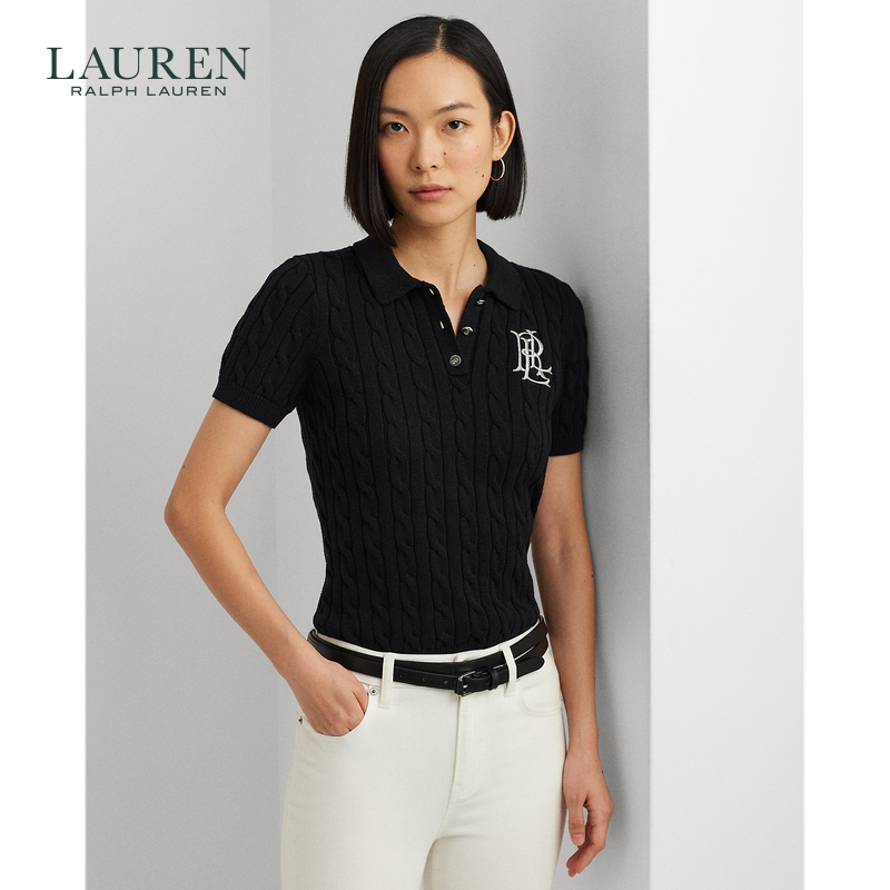 Lauren/拉夫劳伦女装 经典款修身版绞花编结棉Polo针织衫RL62061