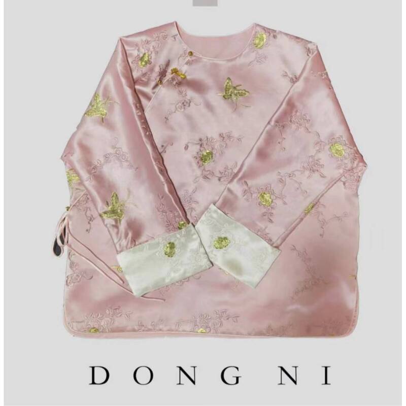 璇子-春秋时尚双层手工刺绣满绣新中式斜襟粉2024975