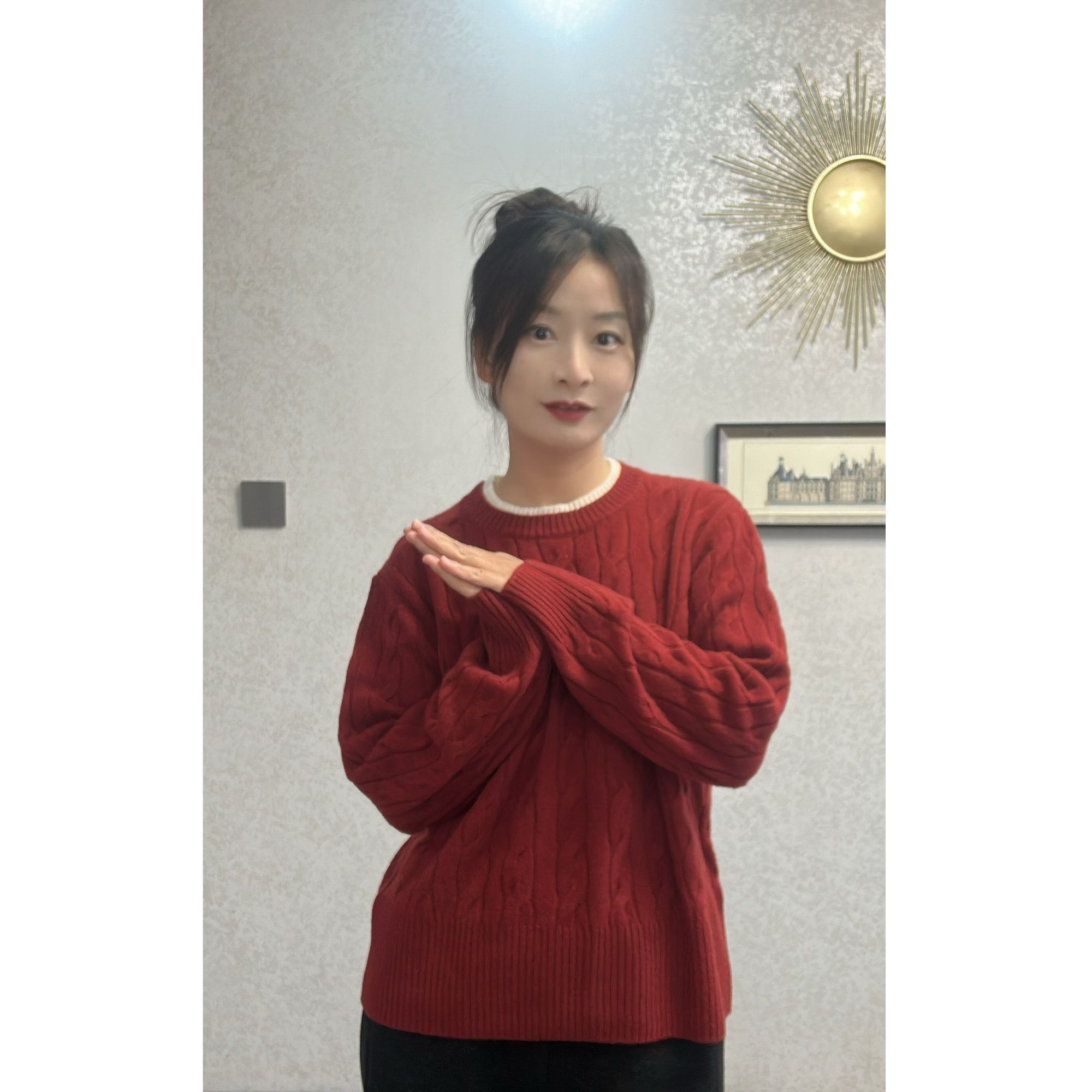 100%绵羊毛衫，荔枝红复古显白！秋冬氛围感提亮穿搭神器