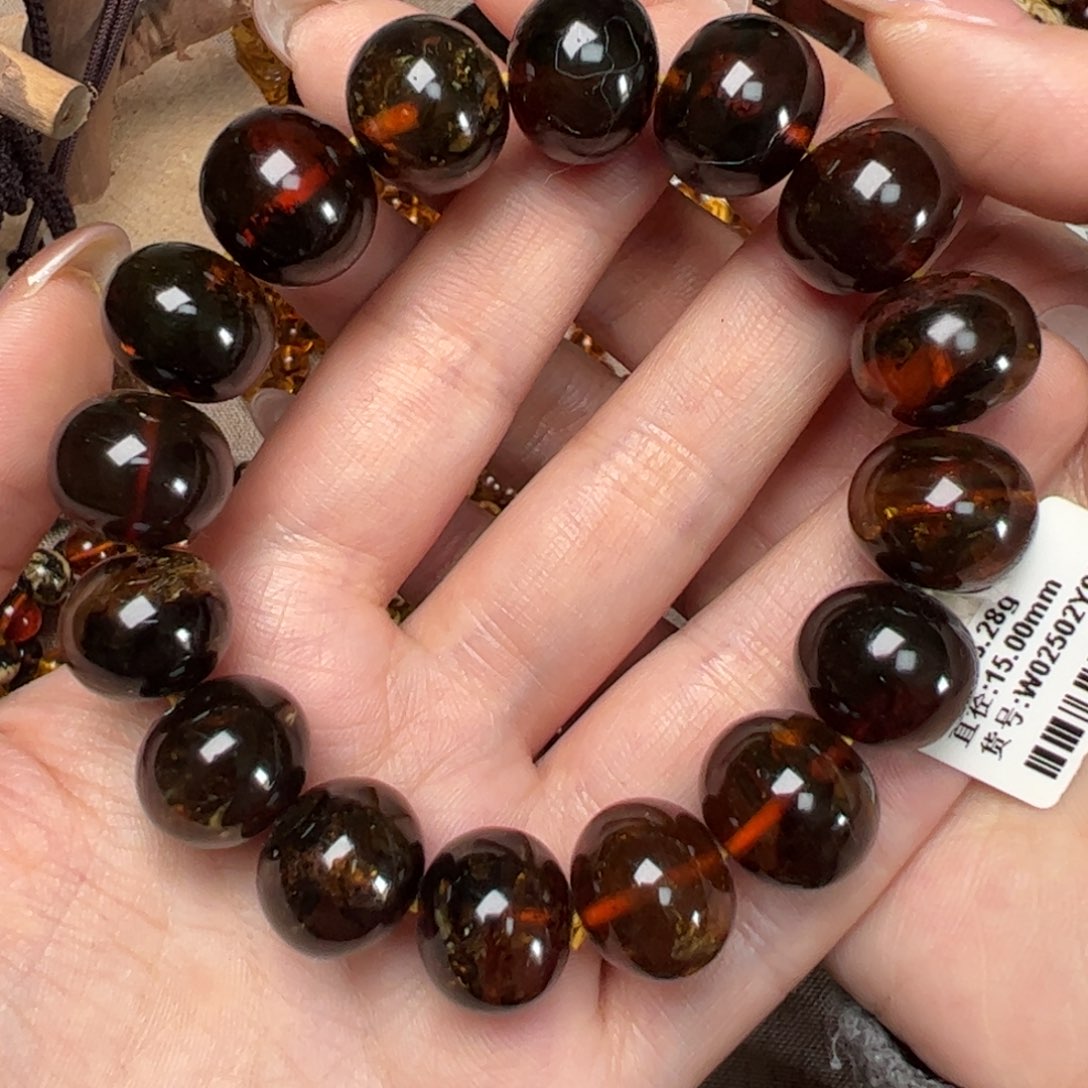 琥珀手链未镶嵌雄*?抚顺琥珀花