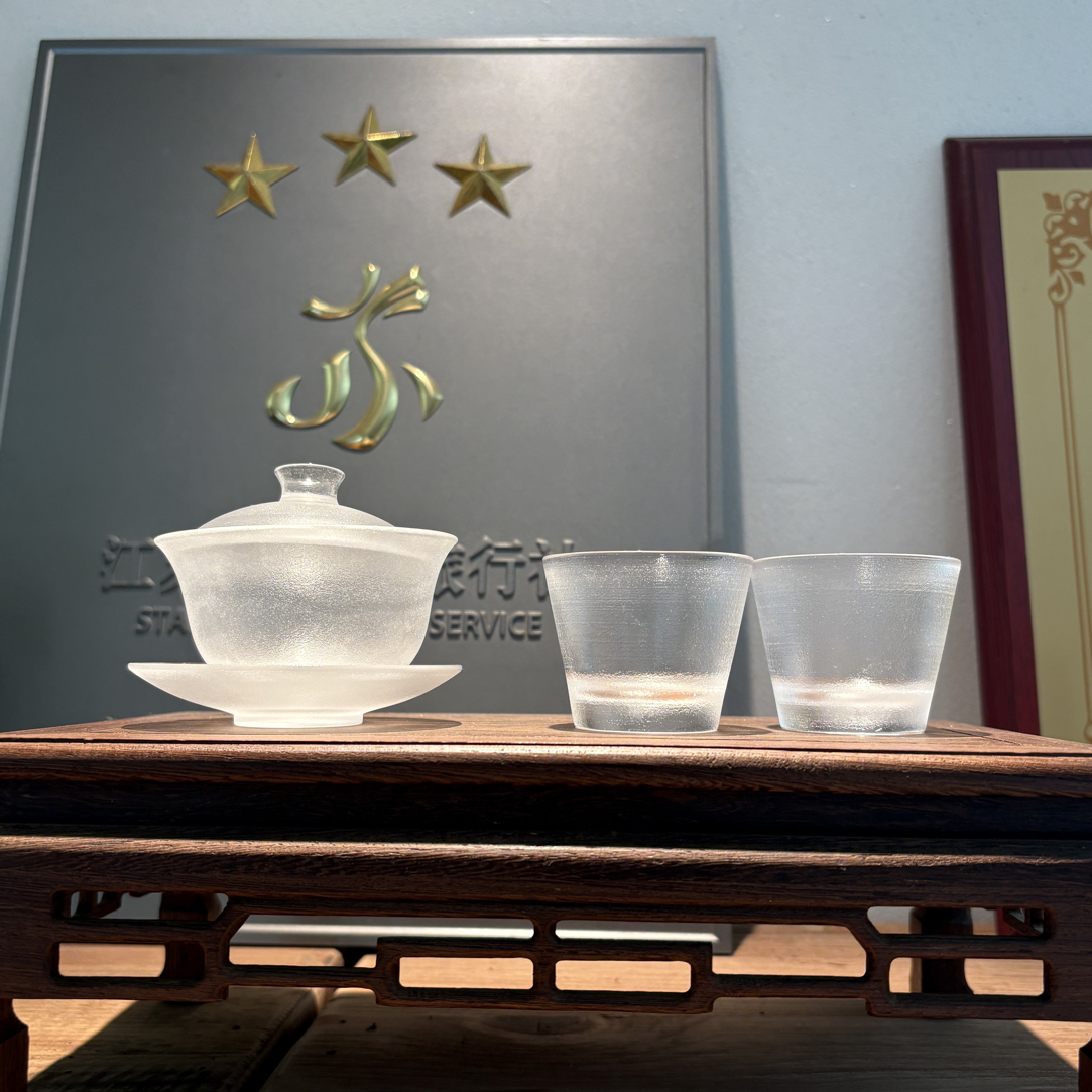 福流东海原矿水晶盖碗杯