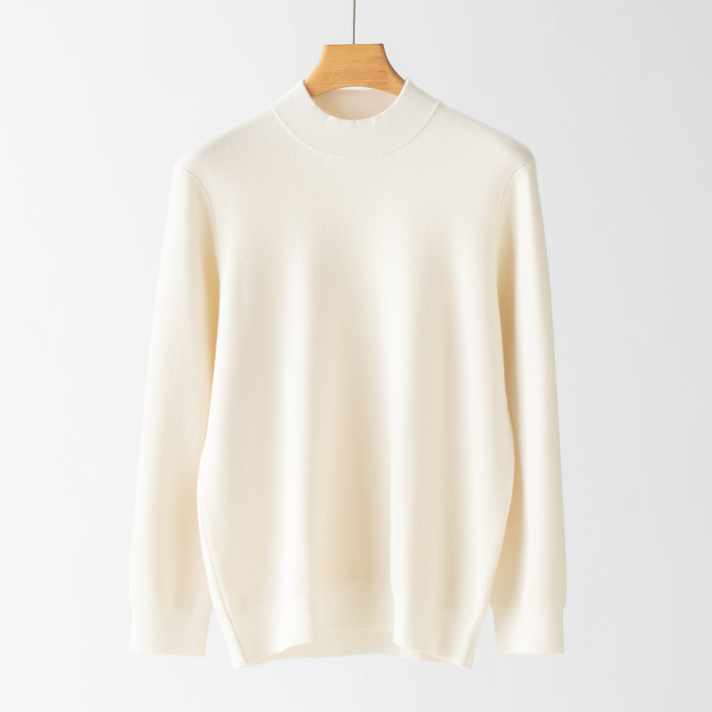 100%山羊绒男士精纺加厚半高领针织纯色绒衫简约时尚保暖厚款